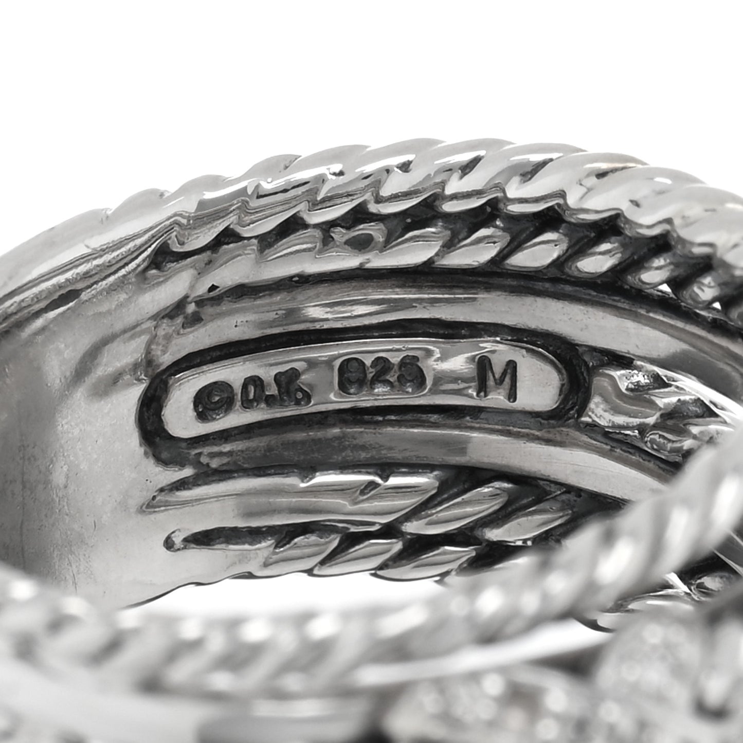 Sterling Silver Diamond Double X Crossover Ring 57 8