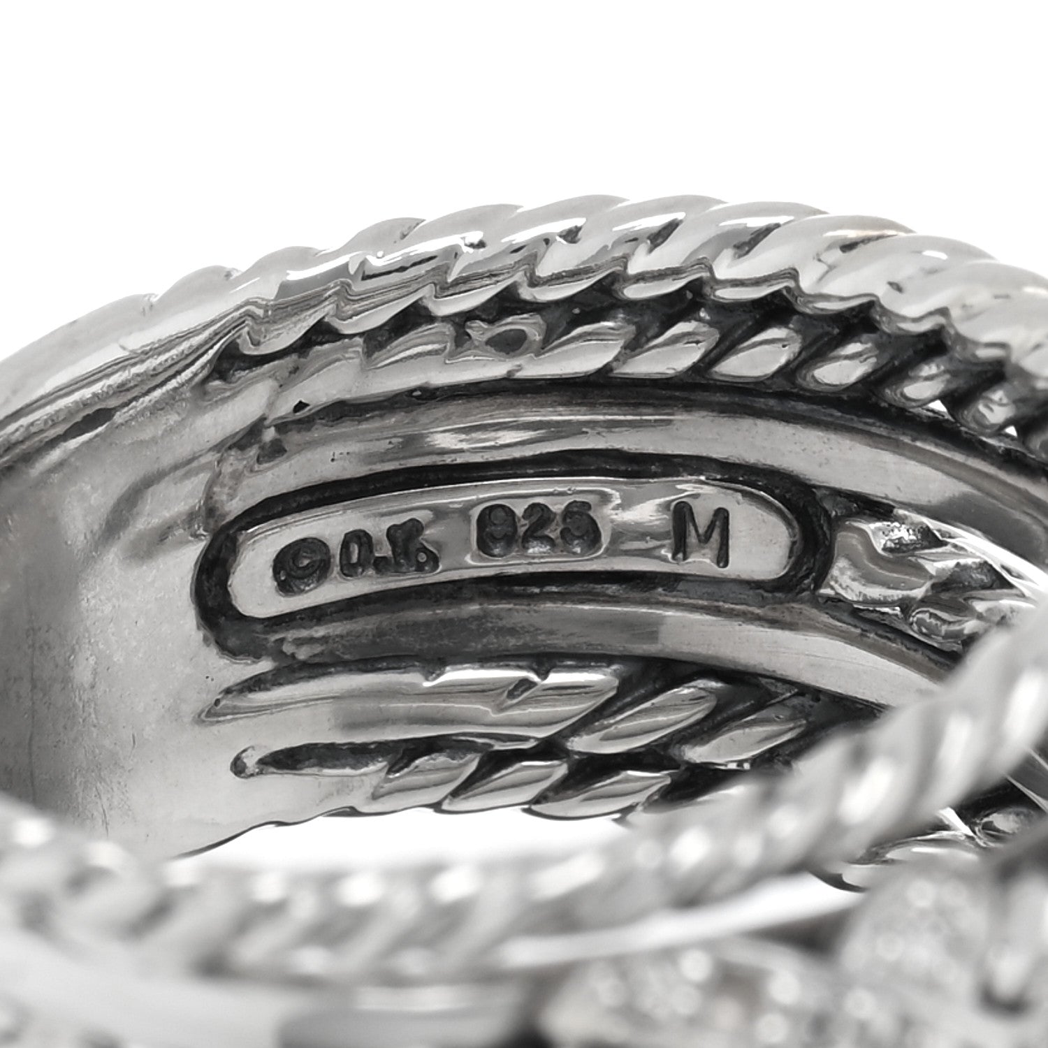 David Yurman Sterling Silver Diamond Double X Crossover Ring 57 8 4 of 5