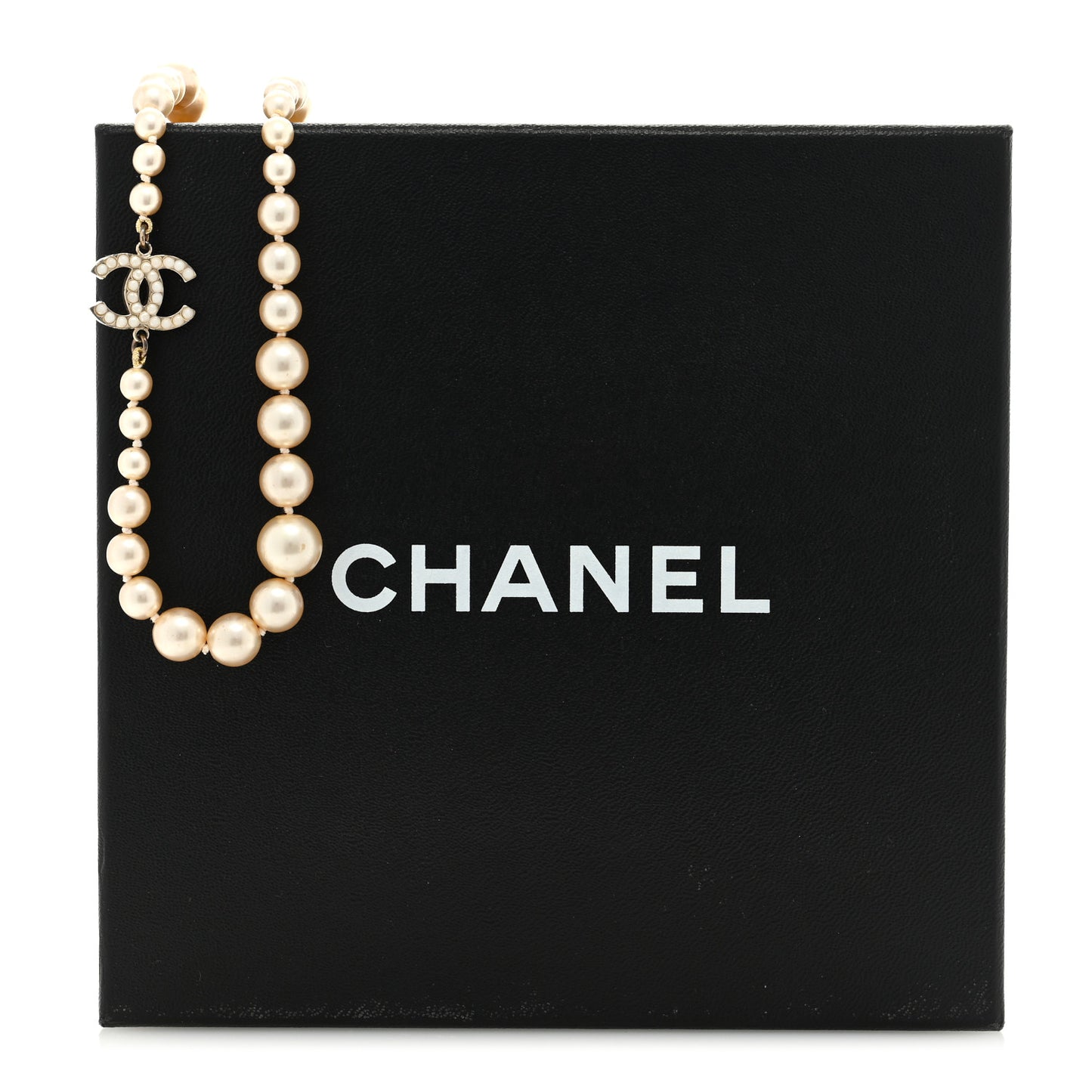 Graduated Pearl CC Long Necklace Gold