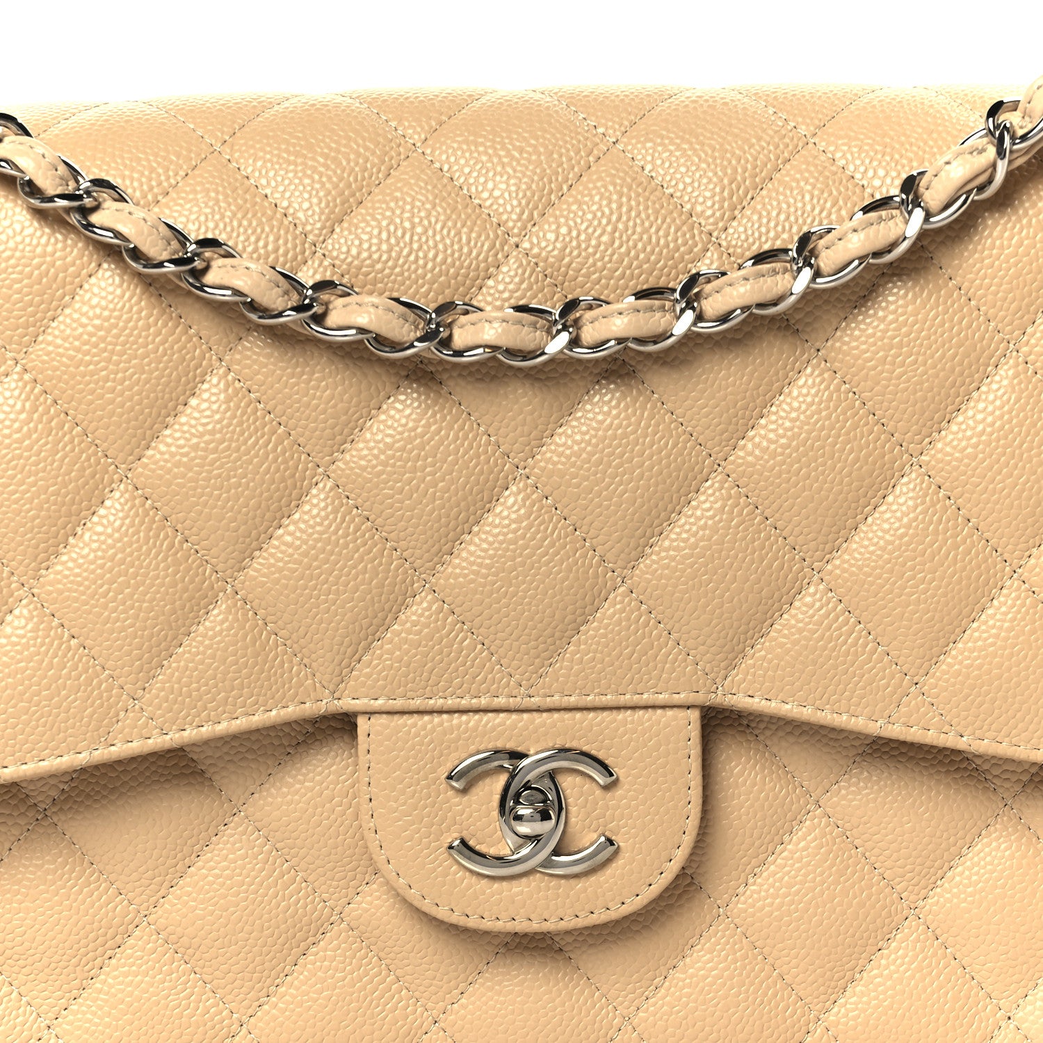 Chanel Caviar Quilted Jumbo Double Flap Beige 9 of 12