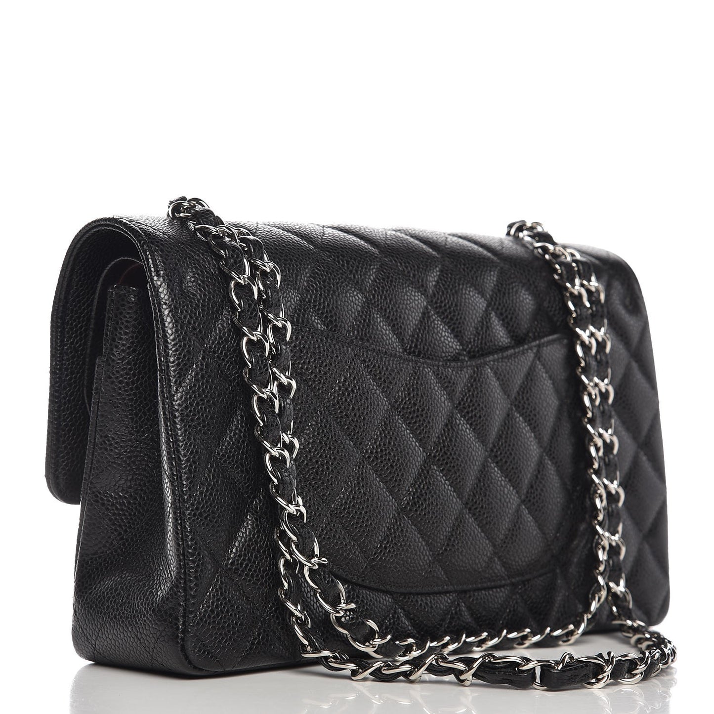 Caviar Quilted Medium Double Flap Black