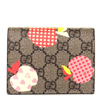 Gucci GG Supreme Monogram Les Pommes Card Case Wallet Beige Multicolor Mystic White 1 of 11