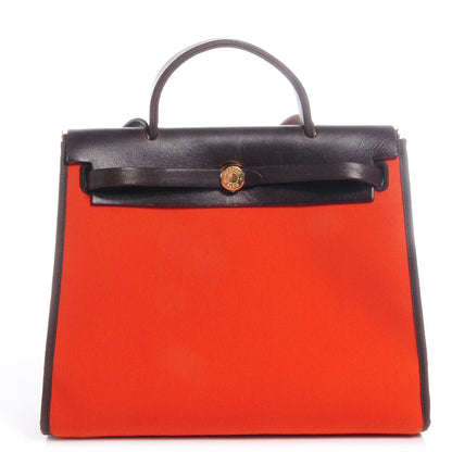 Hermes Toile Herbag PM Orange and Red 1 of 9