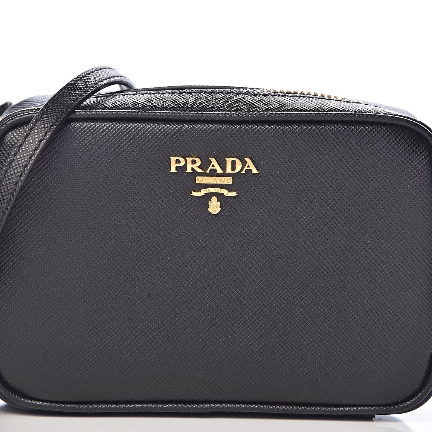 Saffiano Mini Camera Crossbody Bag Black