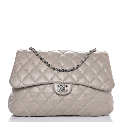 Chanel Lambskin Quilted Maxi 3 Flap Bag Grey 1 of 18