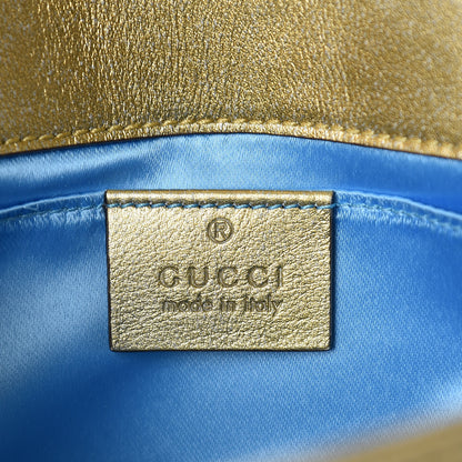Gucci Metallic Calfskin Matelasse Mini GG Marmont Shoulder Bag Gold Pink 8 of 12
