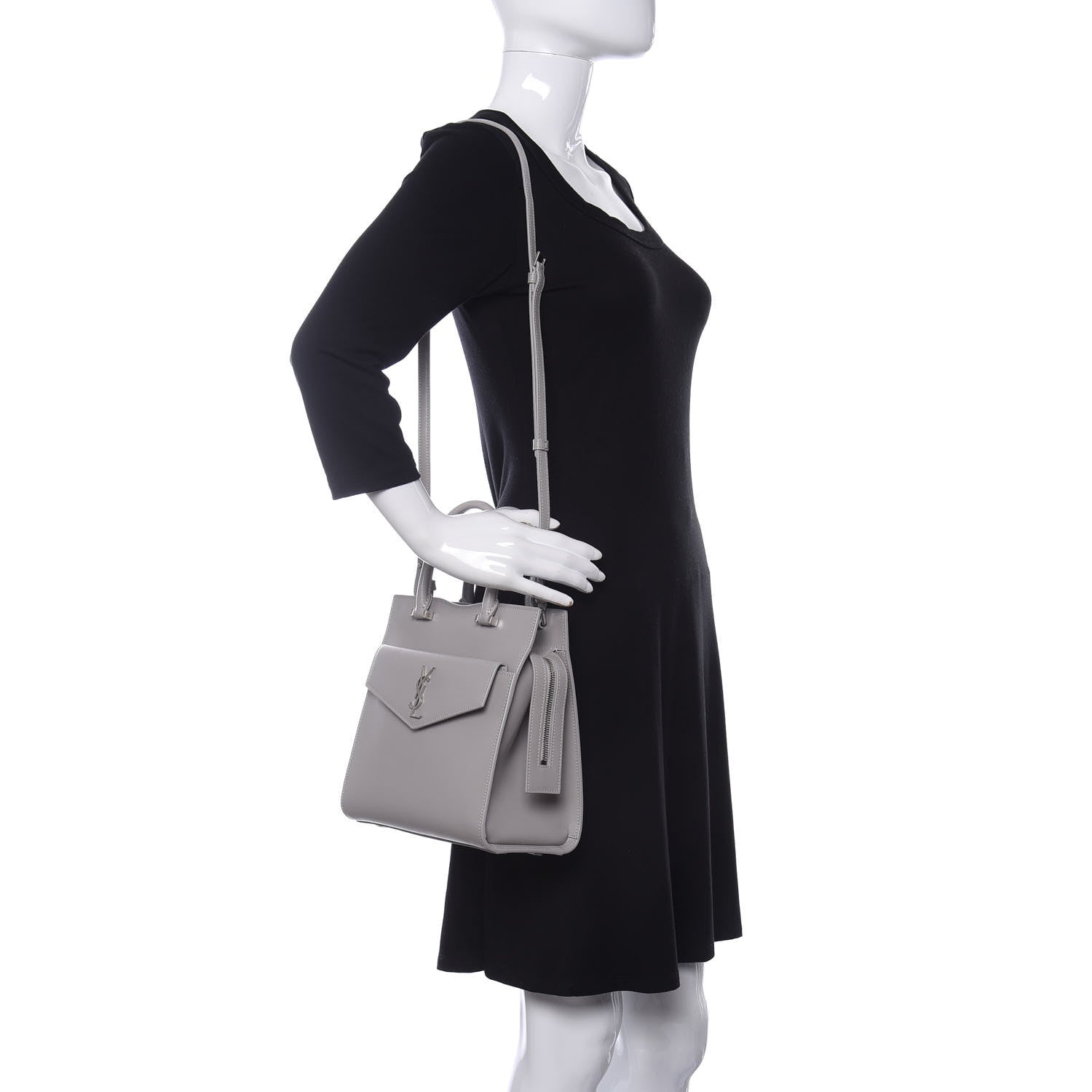 Saint Laurent Grain De Poudre Small Uptown Tote Granite 2 of 10