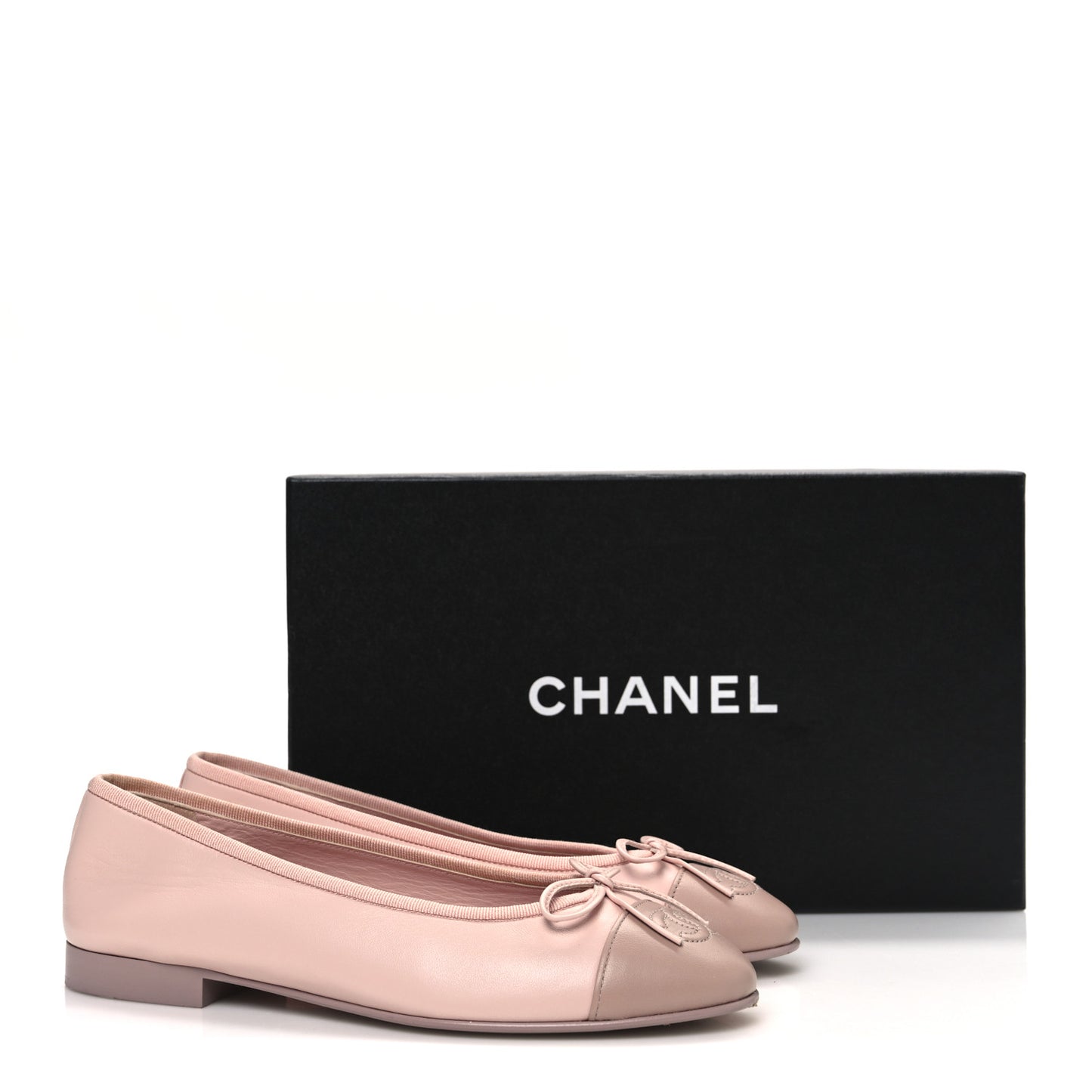 Lambskin Cap Toe CC Ballerina Flats 36.5 Light Pink Dark Pink