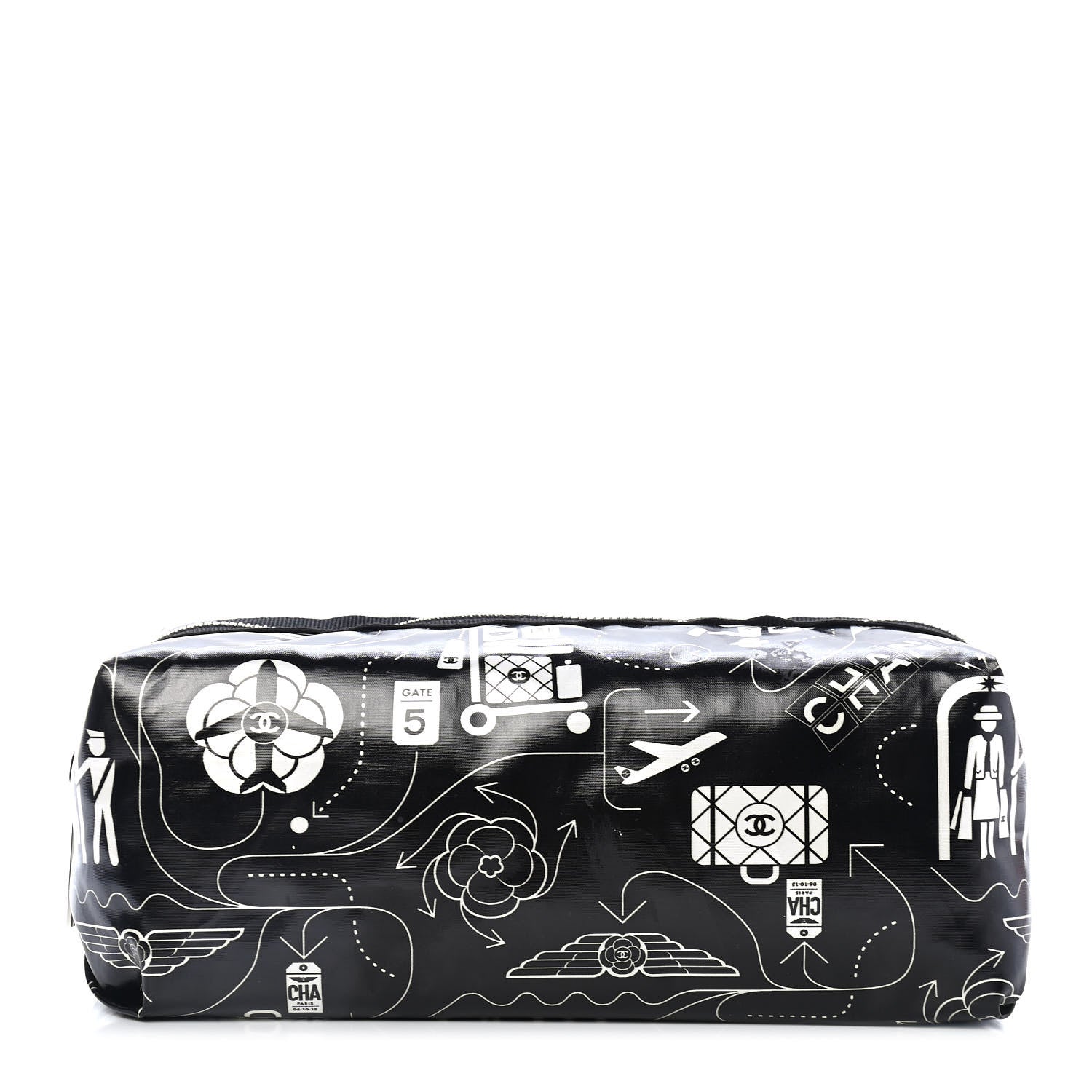 Chanel Coated Canvas Small Airline Cosmetic Pouch Black White 1 of 4