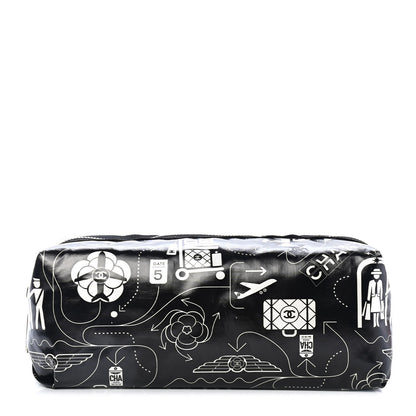 Chanel Coated Canvas Small Airline Cosmetic Pouch Black White 1 of 4