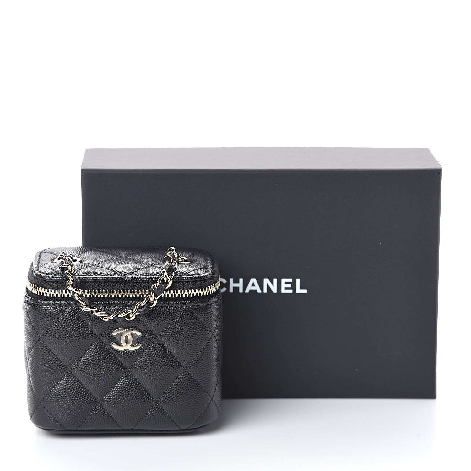 Chanel Caviar Quilted Mini Vanity Case With Chain Black 8 of 8