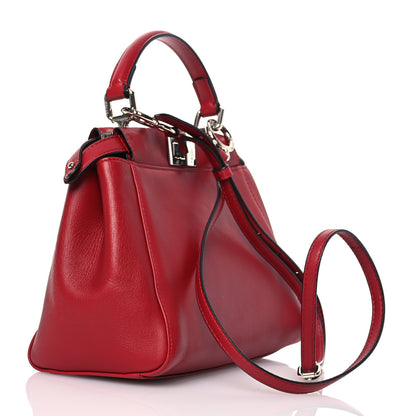 Fendi Nappa Elaphe Monster Eyes Mini Peekaboo Iconic Satchel Ruby Bois de Rose Natural 4 of 15