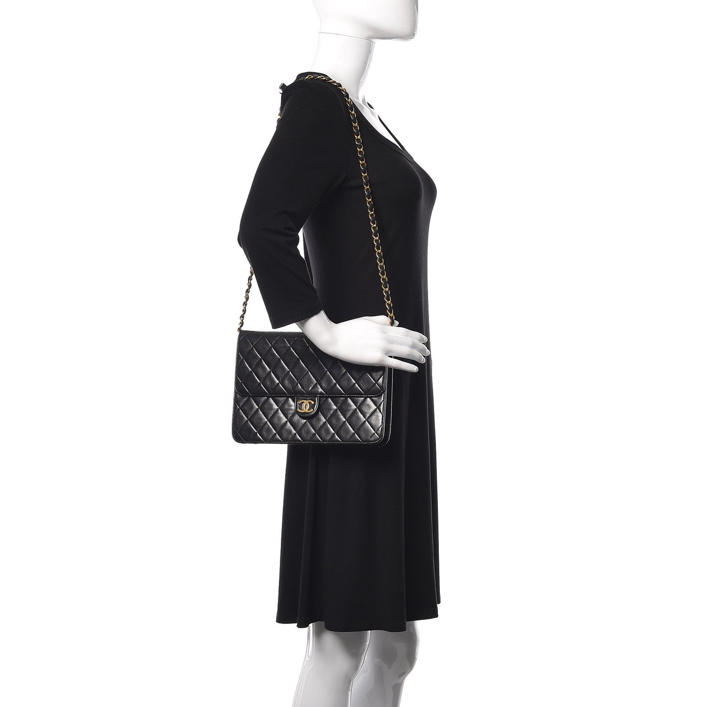 Lambskin Quilted Medium Single Flap Black