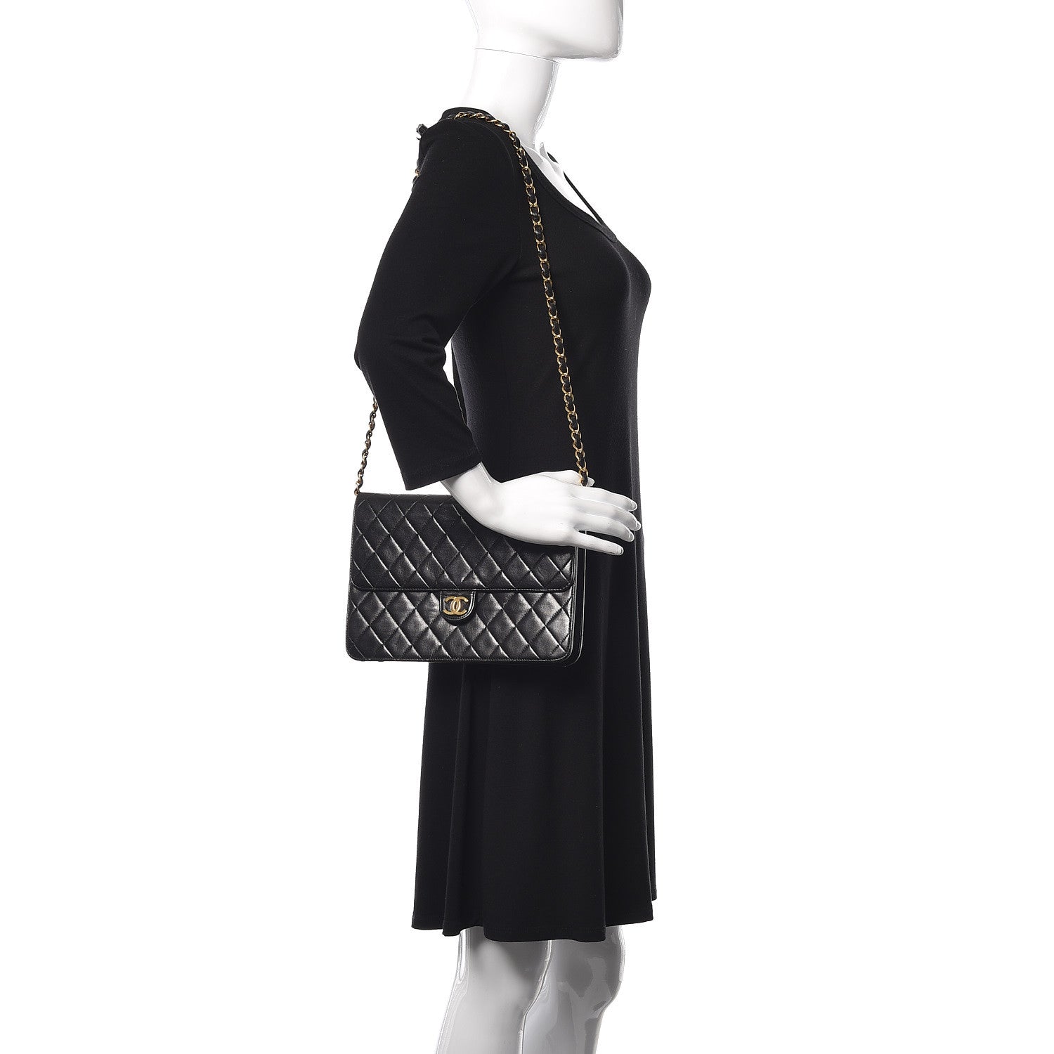 Chanel Lambskin Quilted Medium Single Flap Black 2 of 11