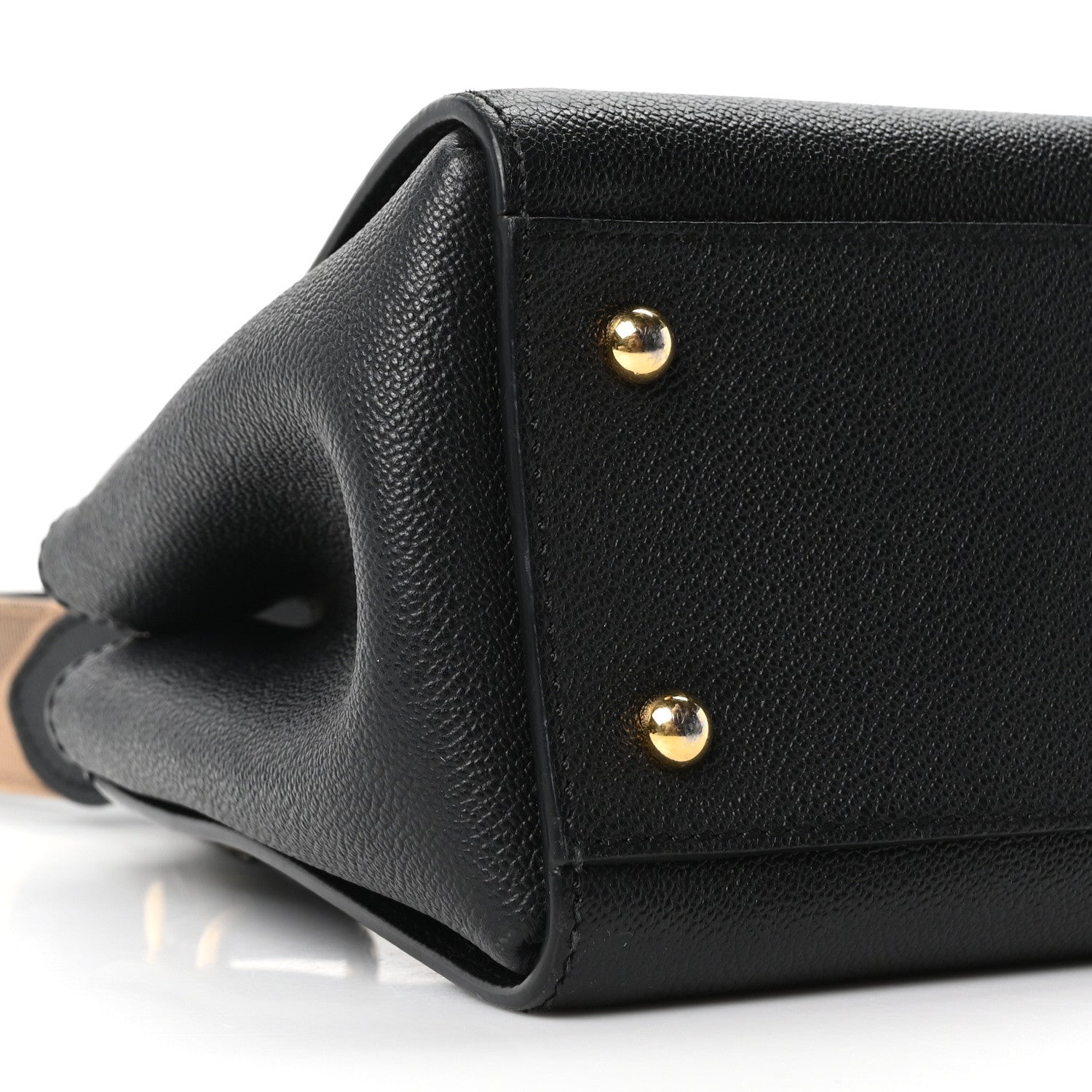 Burberry Soft Grain Calfskin Small Buckle Tote Black 9 of 10