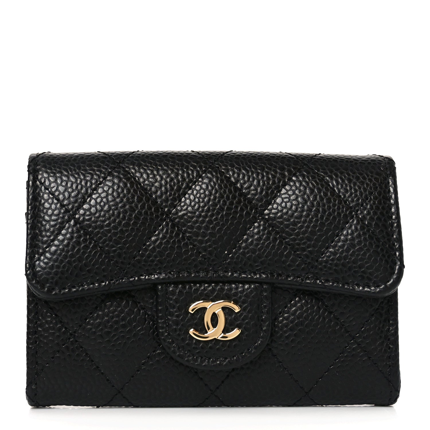 Chanel Caviar Quilted Flap Card Holder Wallet Black 1 of 18