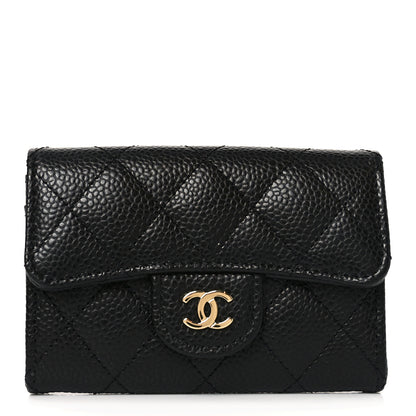 Chanel Caviar Quilted Flap Card Holder Wallet Black 1 of 18