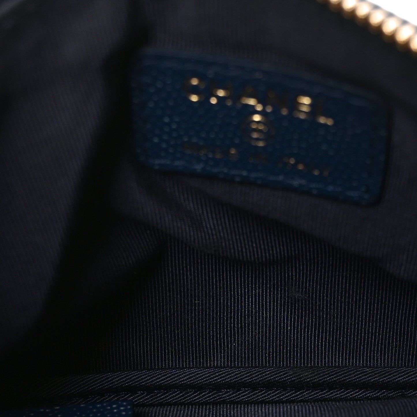 Caviar Quilted Small Cosmetic Case Navy Blue