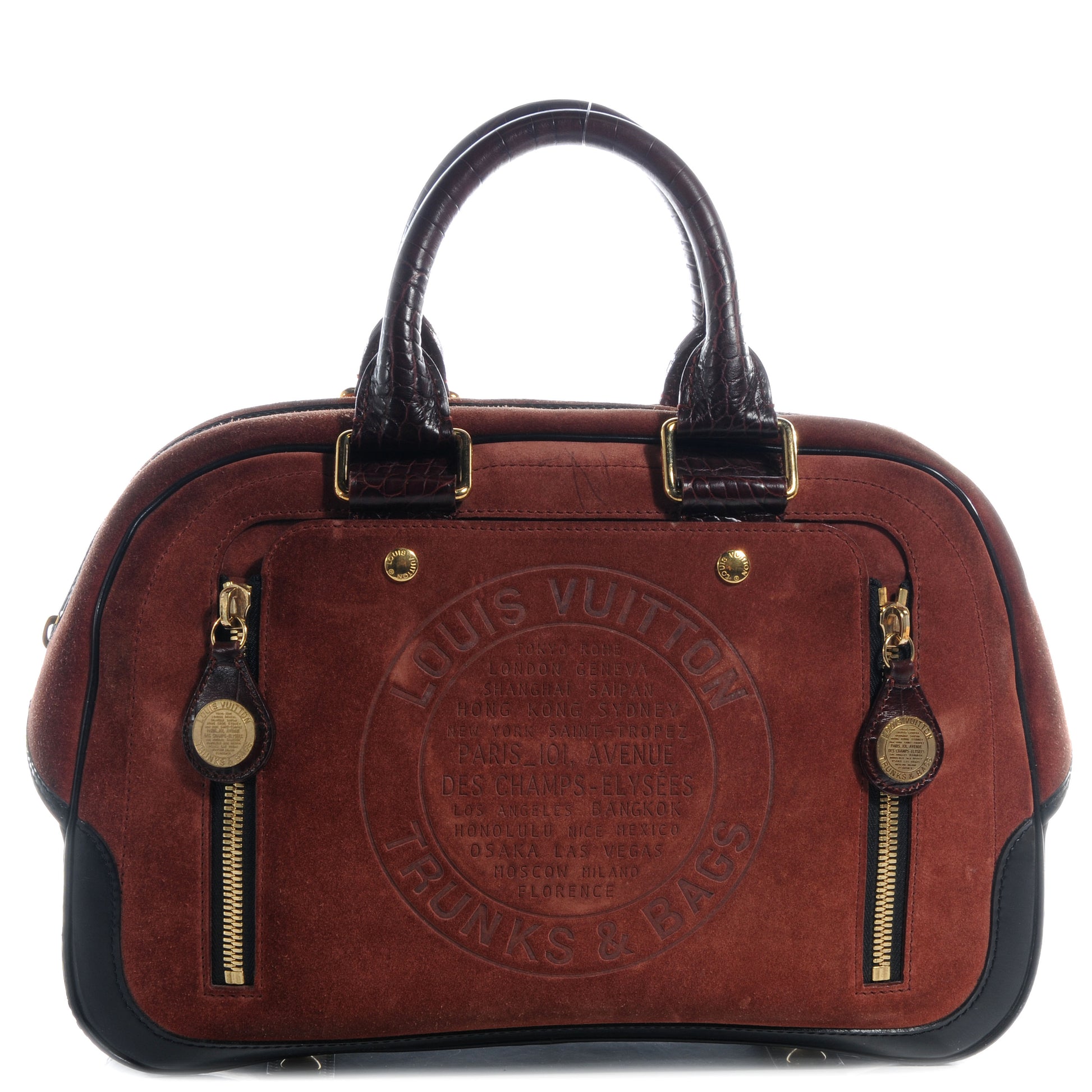 Louis Vuitton Suede Stamped Havane Bowler GM Brun 1 of 7