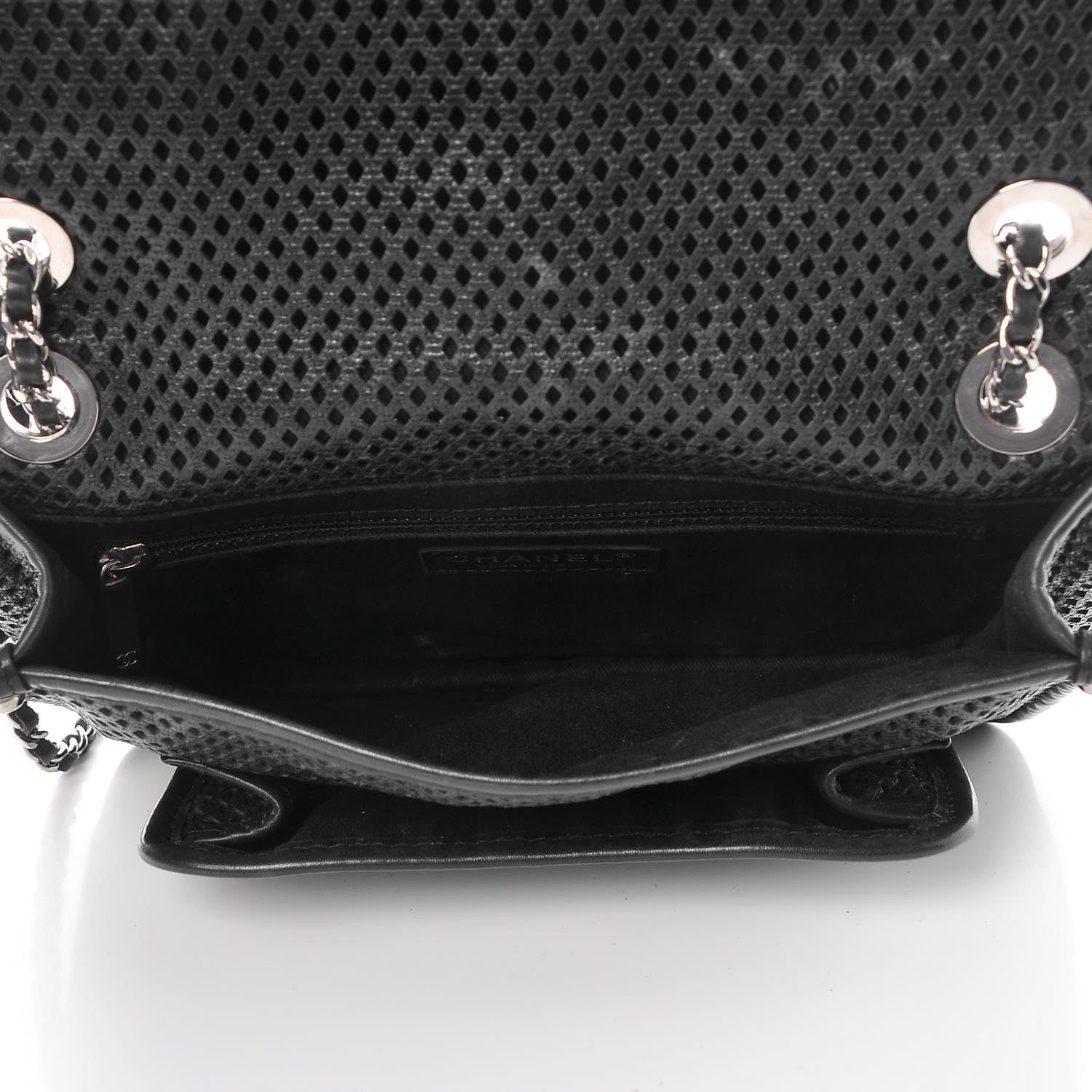 Chanel Metallic Perforated Calfskin Small Up In The Air Flap Black 6 of 9