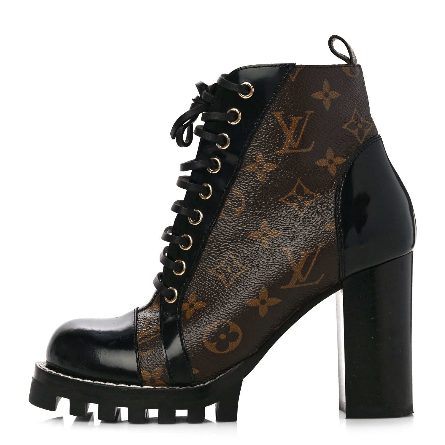 Louis Vuitton Patent Calfskin Monogram Star Trail Ankle Boots 37 Black 1 of 11
