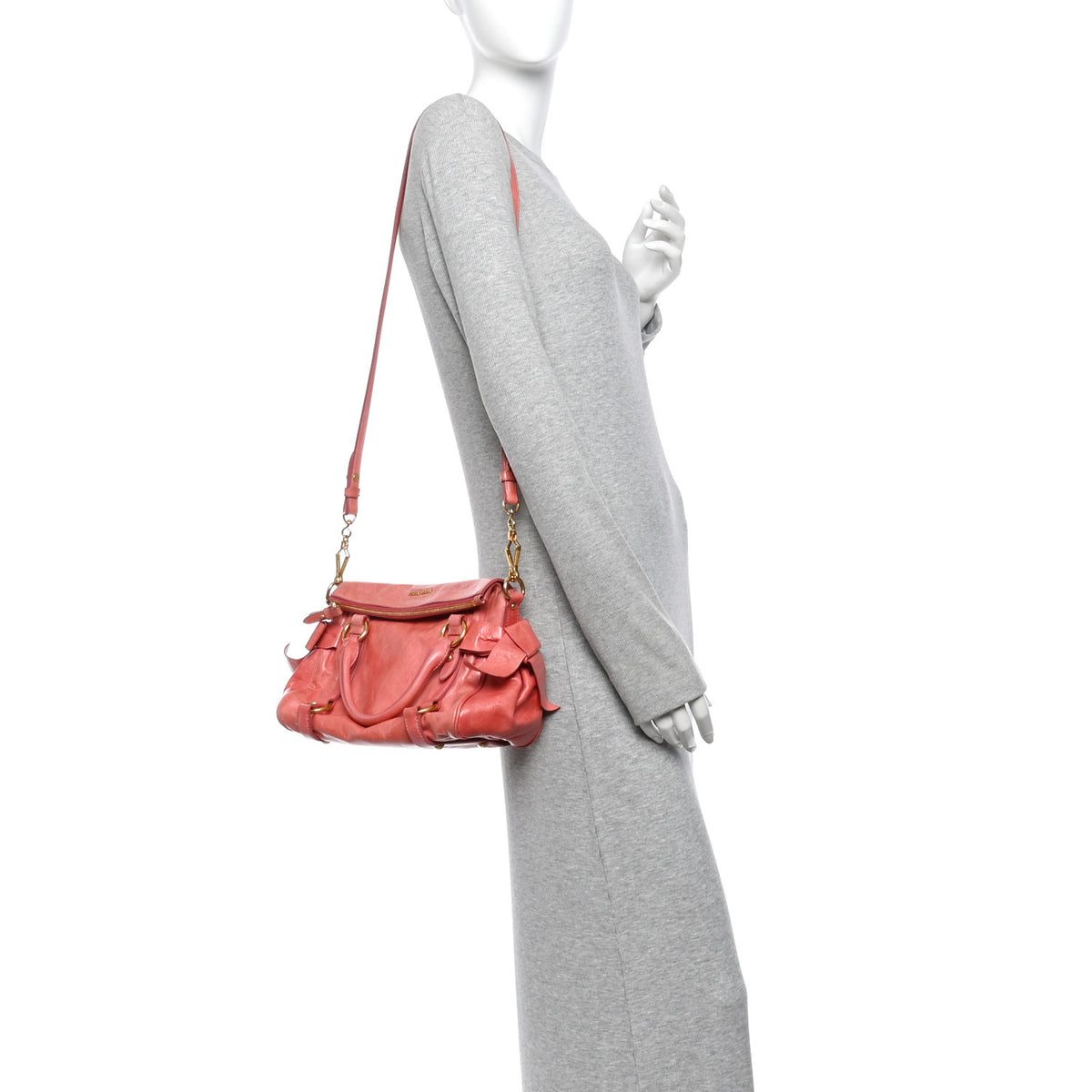 Miu Miu Vitello Lux Mini Bow Bag Rosa 2 of 10