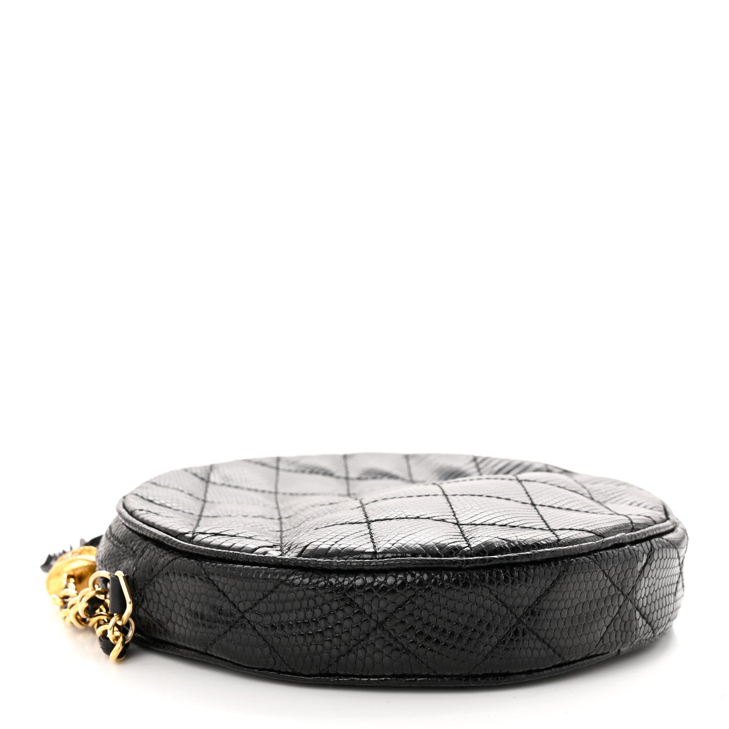 Chanel Lizard Quilted Round Tassel Crossbody Bag Black 4 of 12