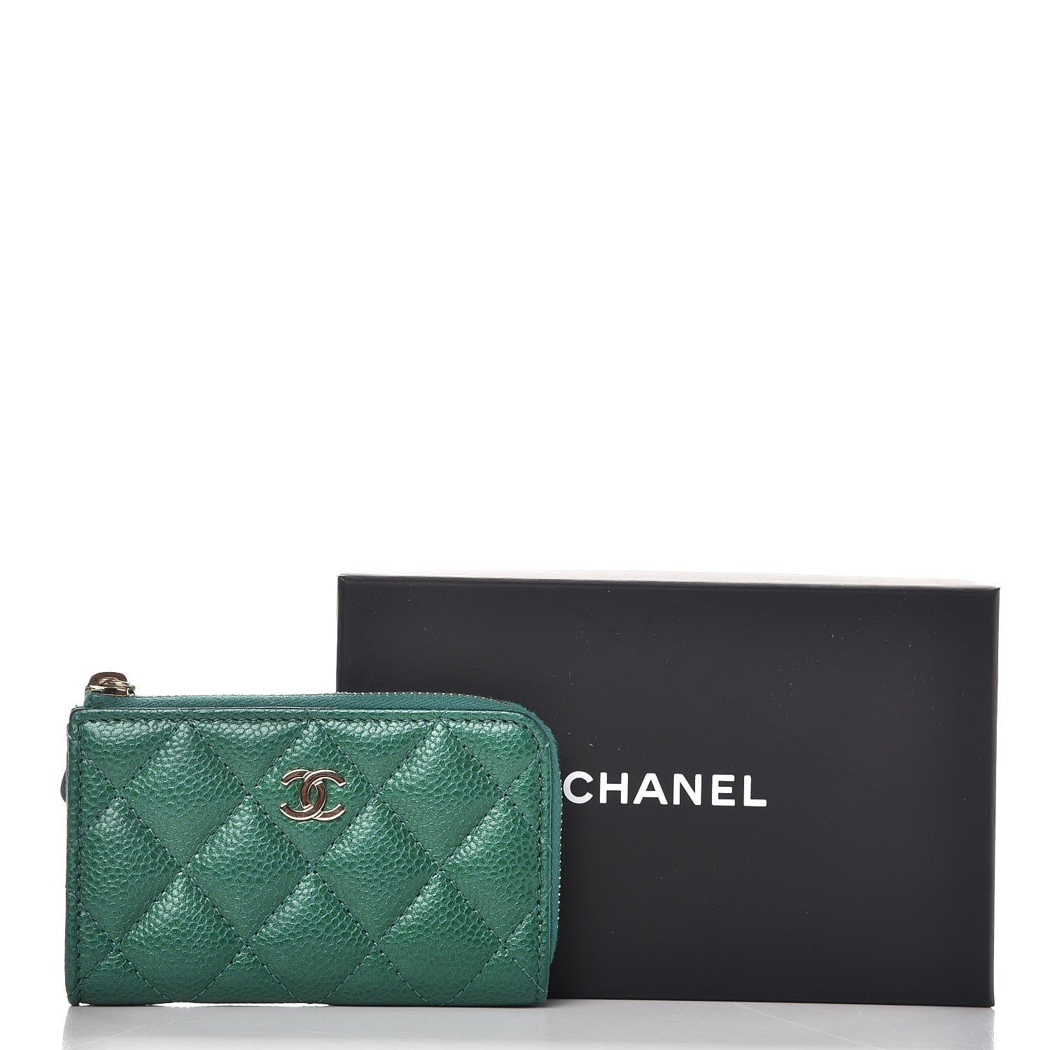 Chanel Metallic Caviar Quilted Key Holder Case Green 8 of 8