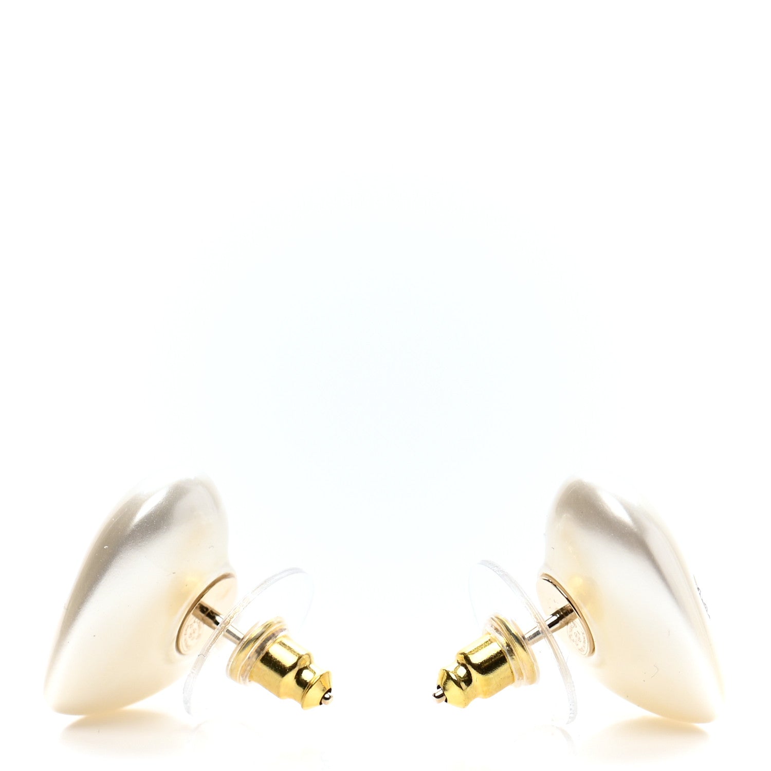 Chanel Pearl Crystal CC Heart Earrings Gold 3 of 4