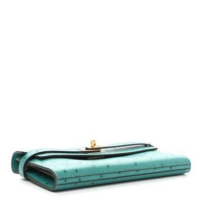 Hermes Ostrich Kelly Longue Wallet Vert Verone 4 of 8