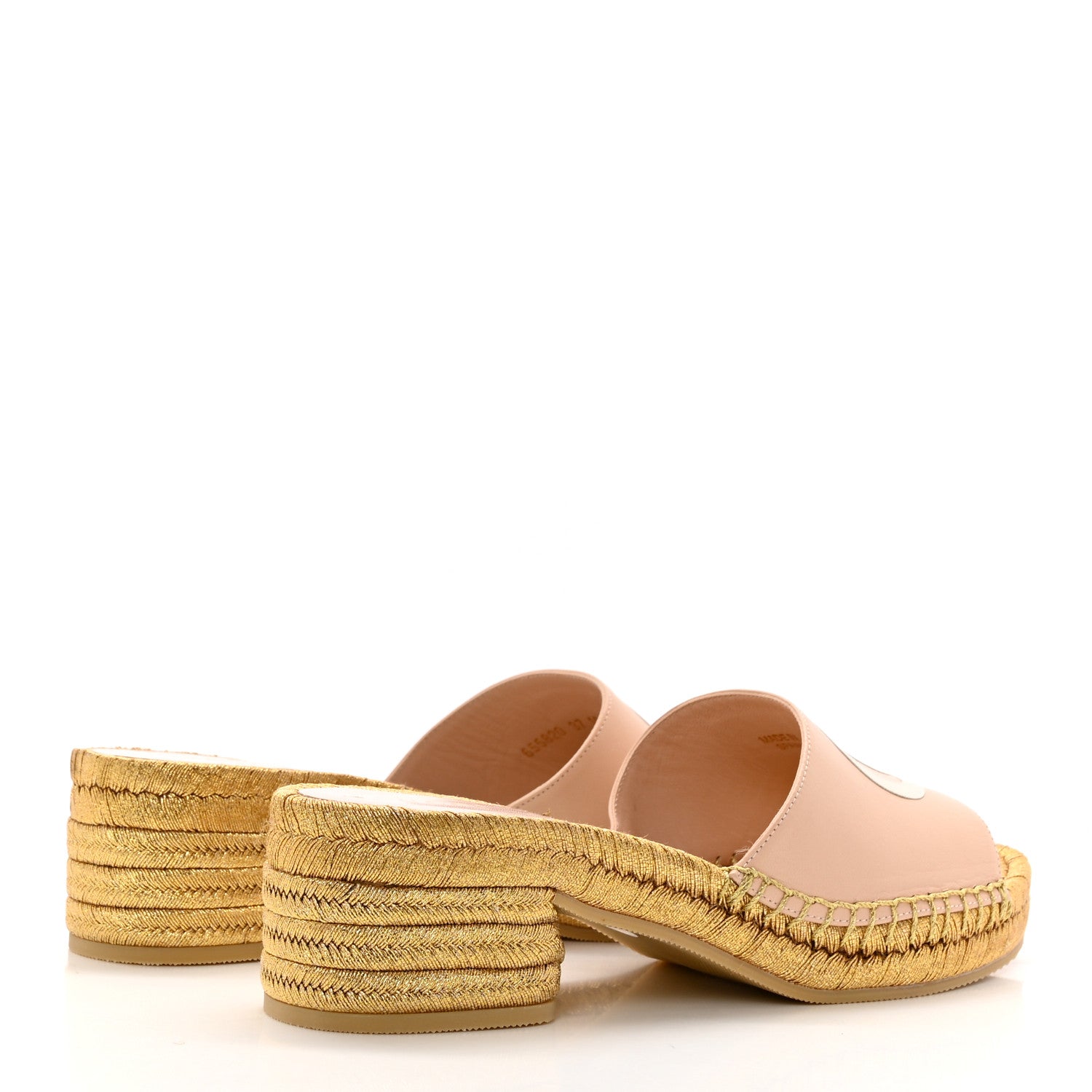 Gucci Malaga Kid Lifford Calfskin GG Mid Heel Slide Sandals 37 Skin Rose Dusty White 4 of 15