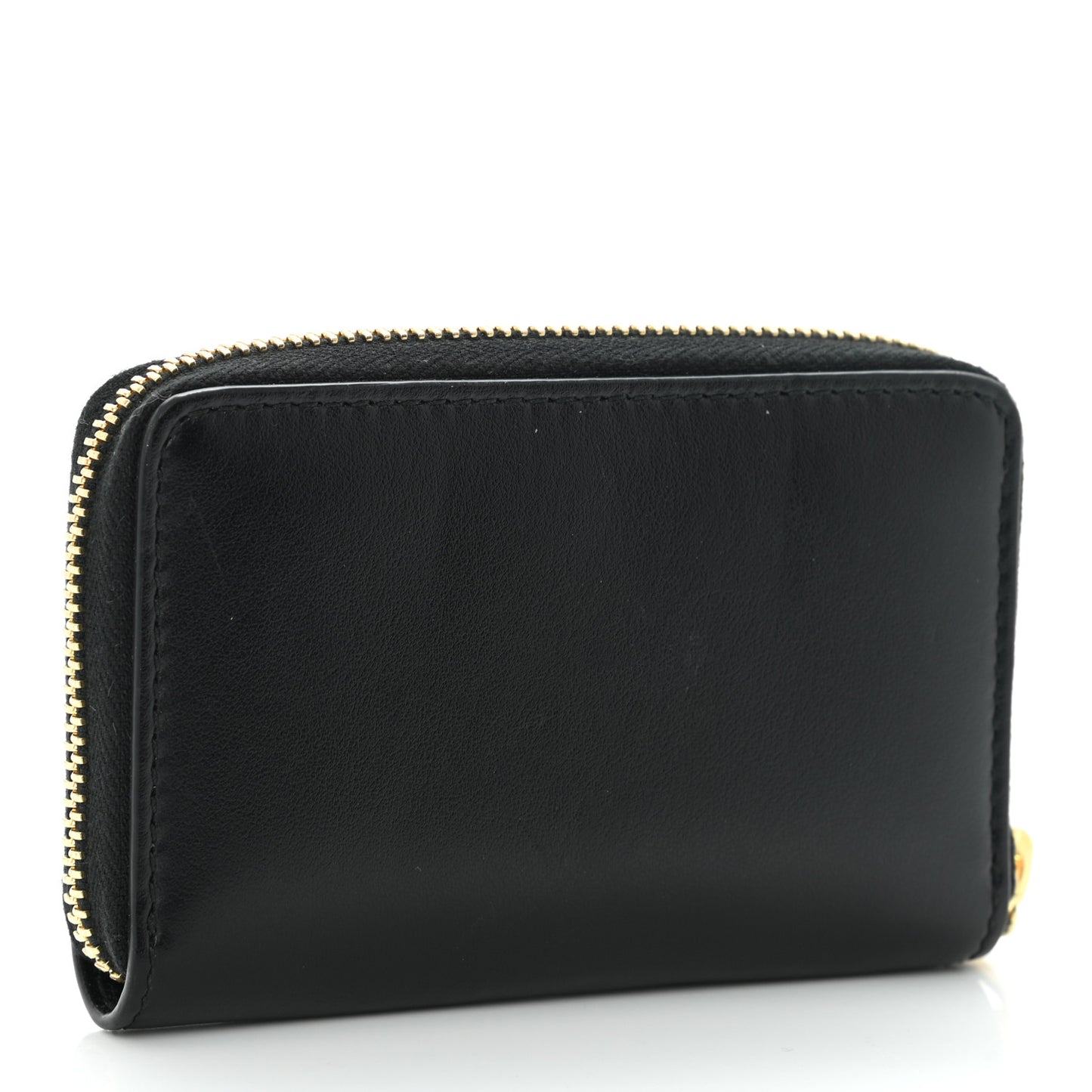 Plutone Calfskin Logo Zip Around Card Case Black
