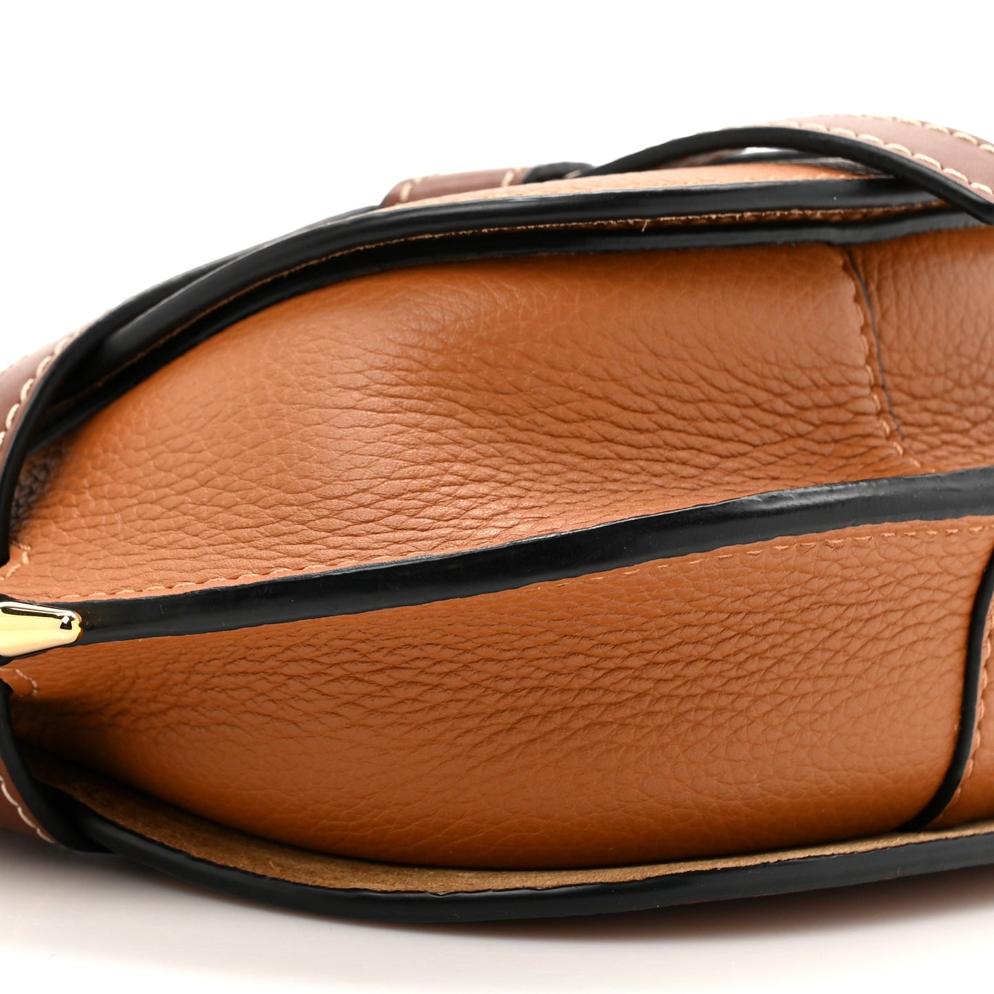 Grained Calfskin Mini Gate Crossbody Bag Caramel Pecan