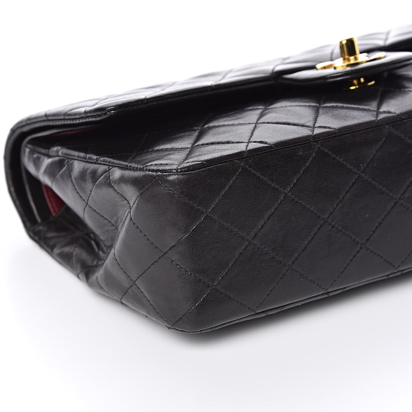 Lambskin Quilted Medium Double Flap Black