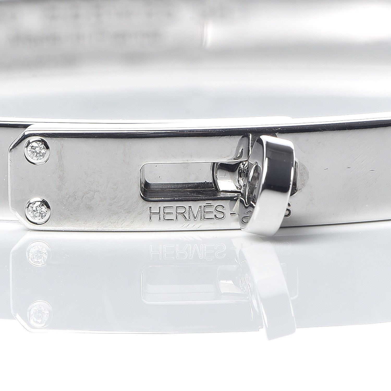 Hermes 18K White Gold Diamond PM Kelly Bracelet SH 5 of 6