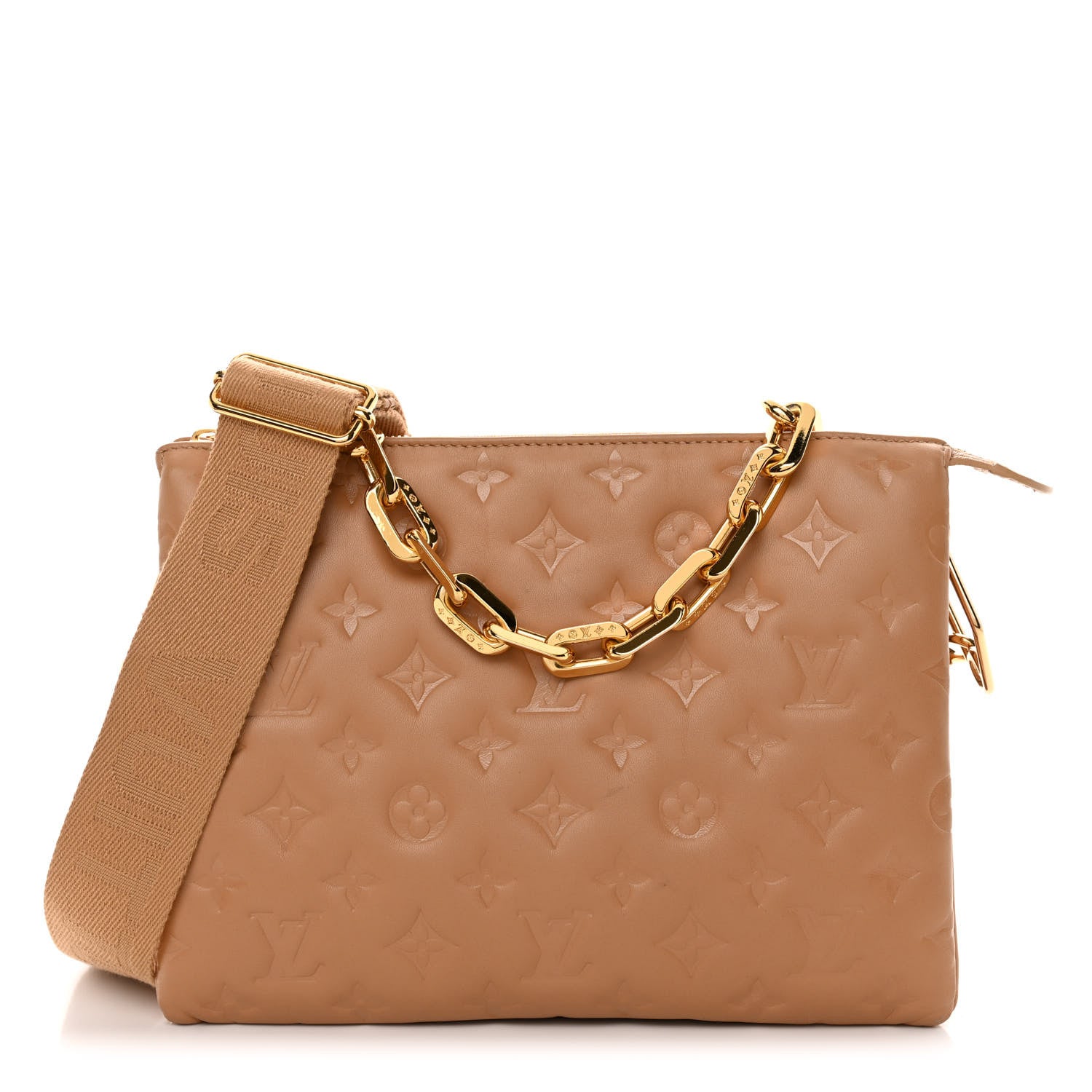 Louis Vuitton Lambskin Embossed Monogram Coussin PM Camel 1 of 12
