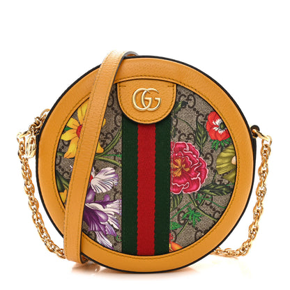 Gucci GG Supreme Monogram Flora Web Mini Ophidia Round Shoulder Bag Beige Multicolor Crop 1 of 11