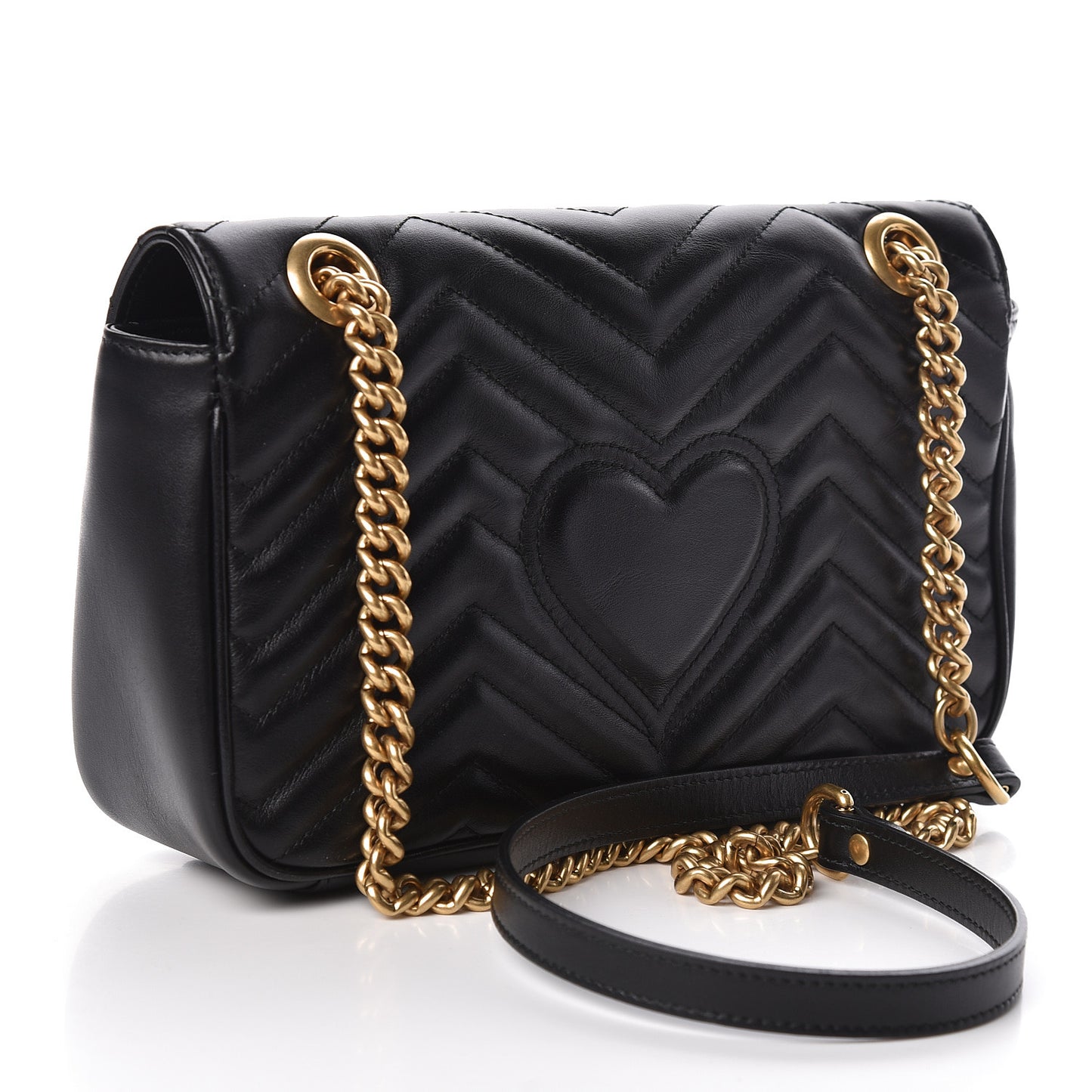 Calfskin Matelasse Small GG Marmont Shoulder Bag Black