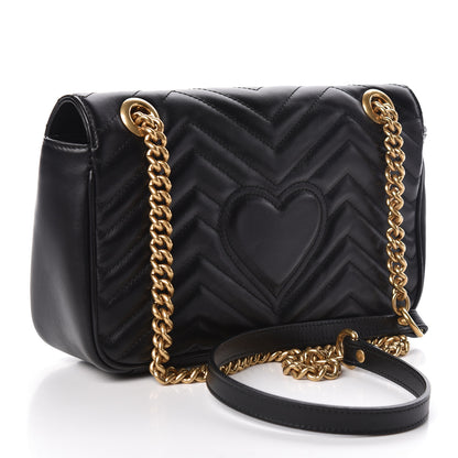 Gucci Calfskin Matelasse Small GG Marmont Shoulder Bag Black 3 of 9