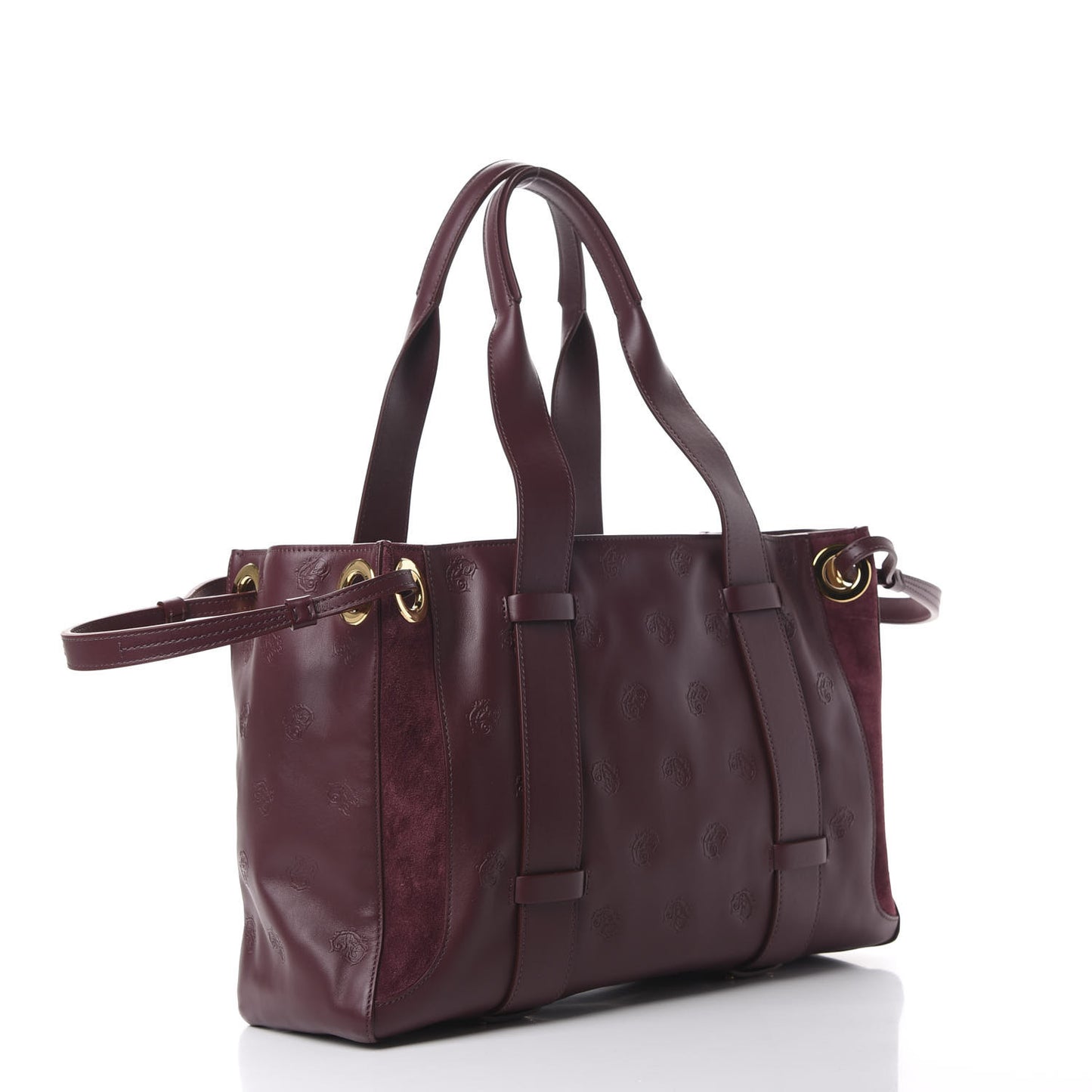 Smooth Calfskin Embossed Tao Zipped Tote Burnt Brown