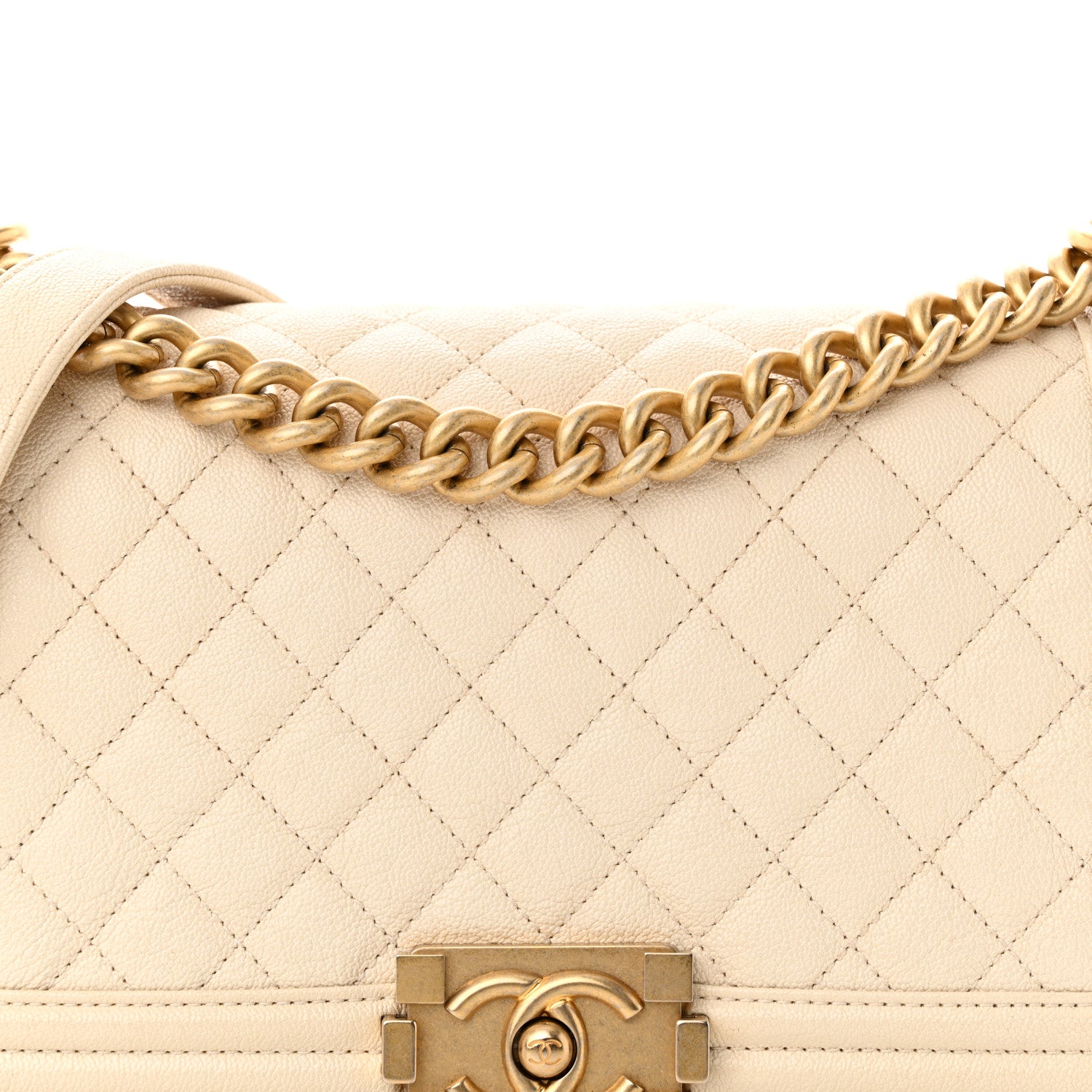 Chanel Caviar Quilted Medium Boy Flap Ivory 8 of 11