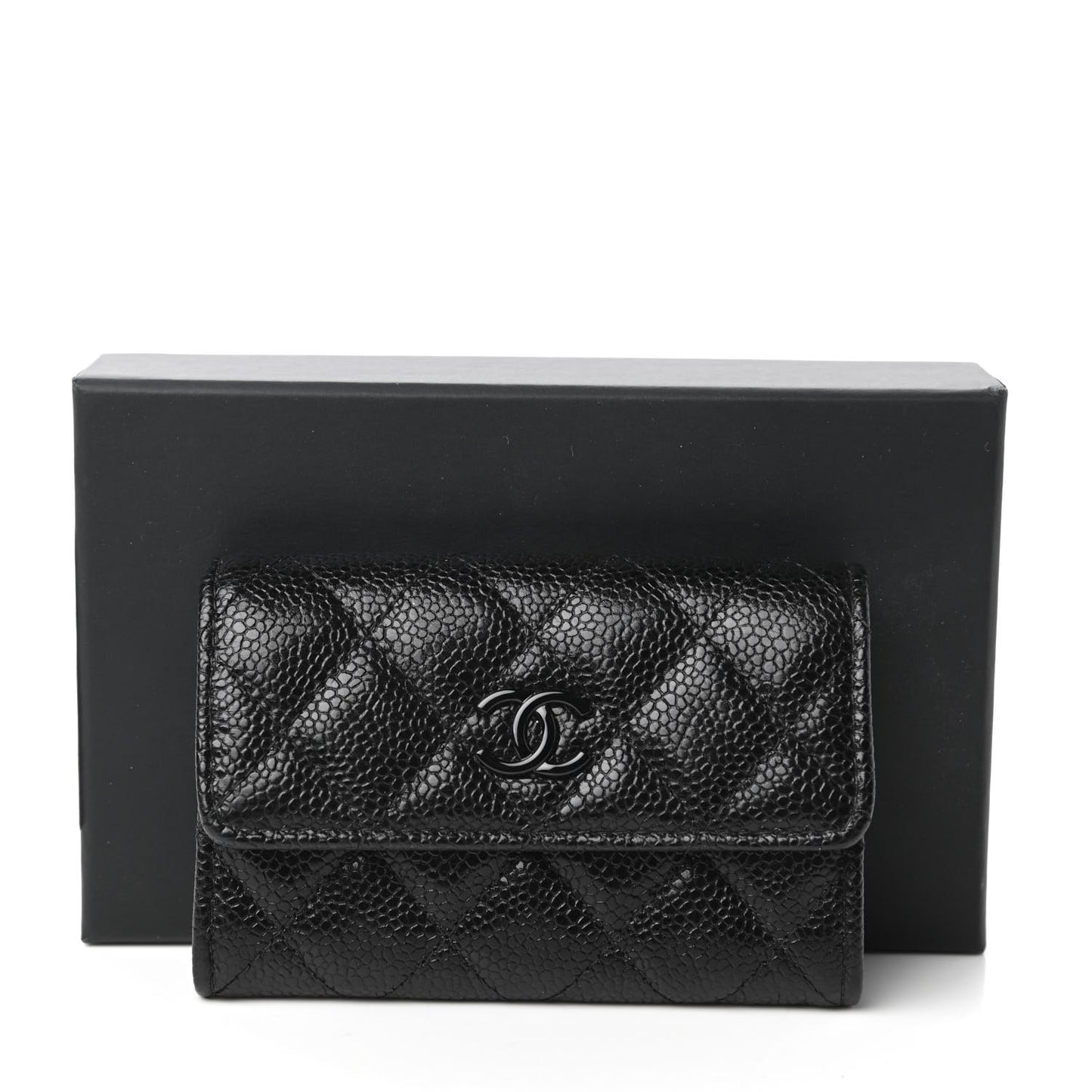 Caviar Quilted Incognito Flap Card Holder Black