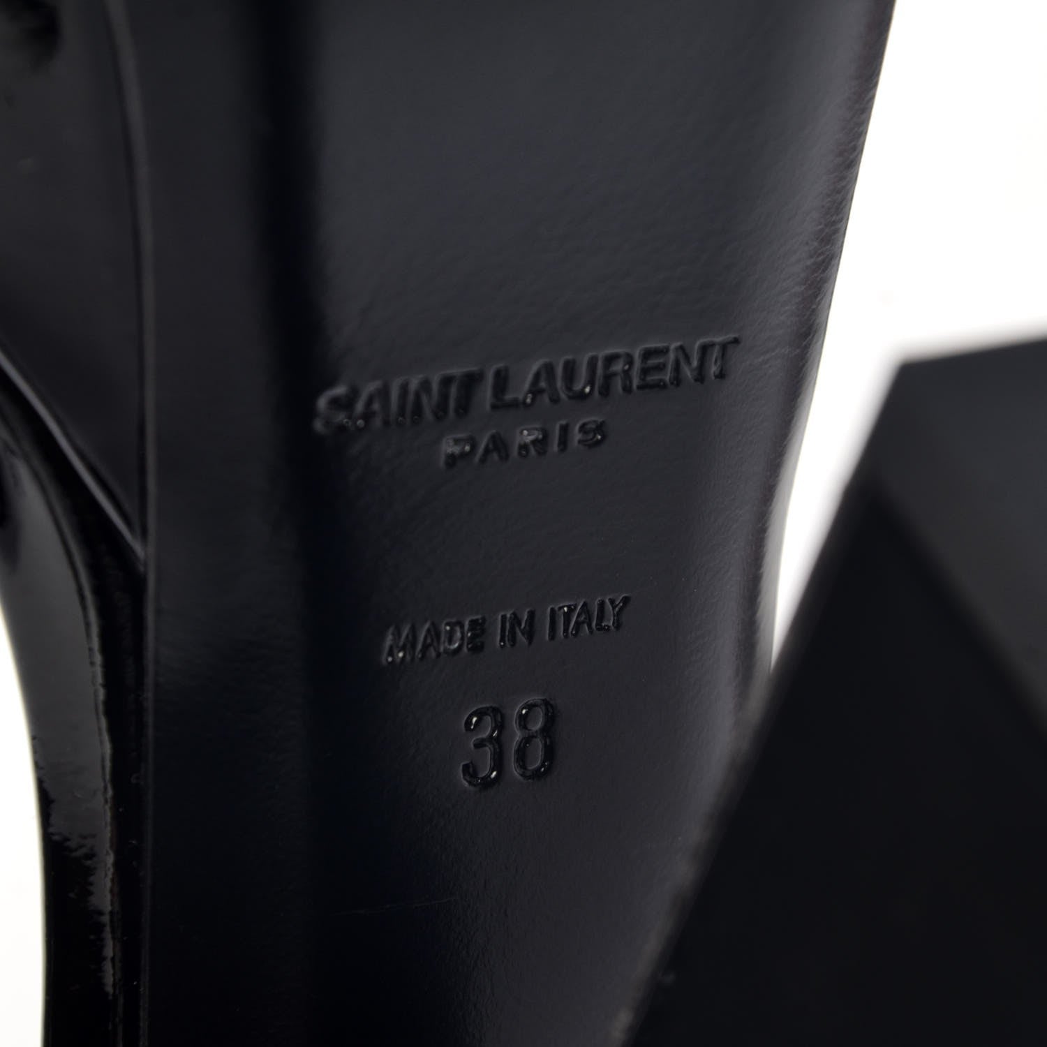 Saint Laurent Patent Debbie 105 Platform Sandals 38 Black 7 of 9