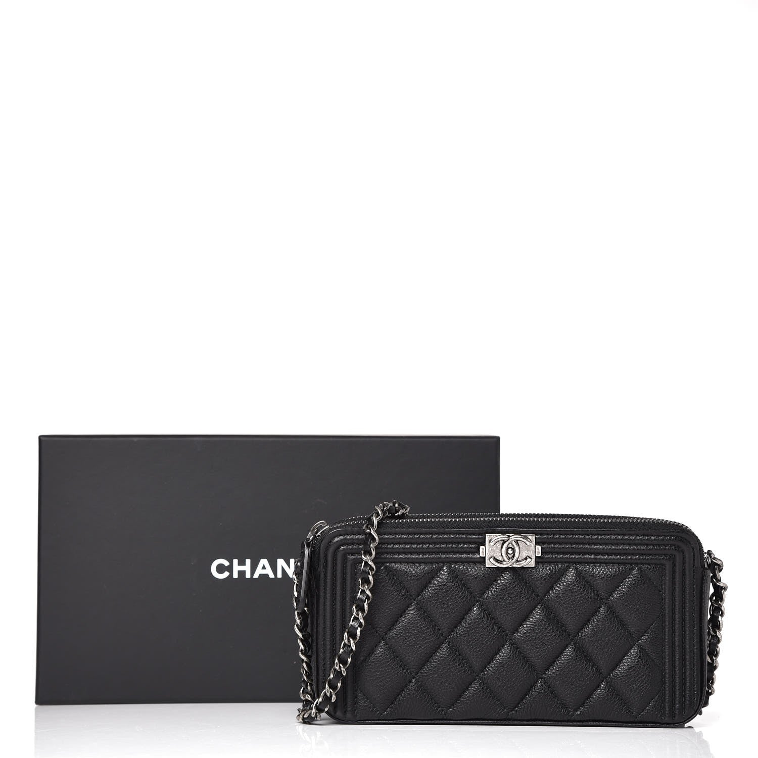 Chanel Caviar Quilted Small Boy Clutch With Chain Black 9 of 9