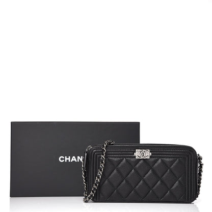 Chanel Caviar Quilted Small Boy Clutch With Chain Black 9 of 9