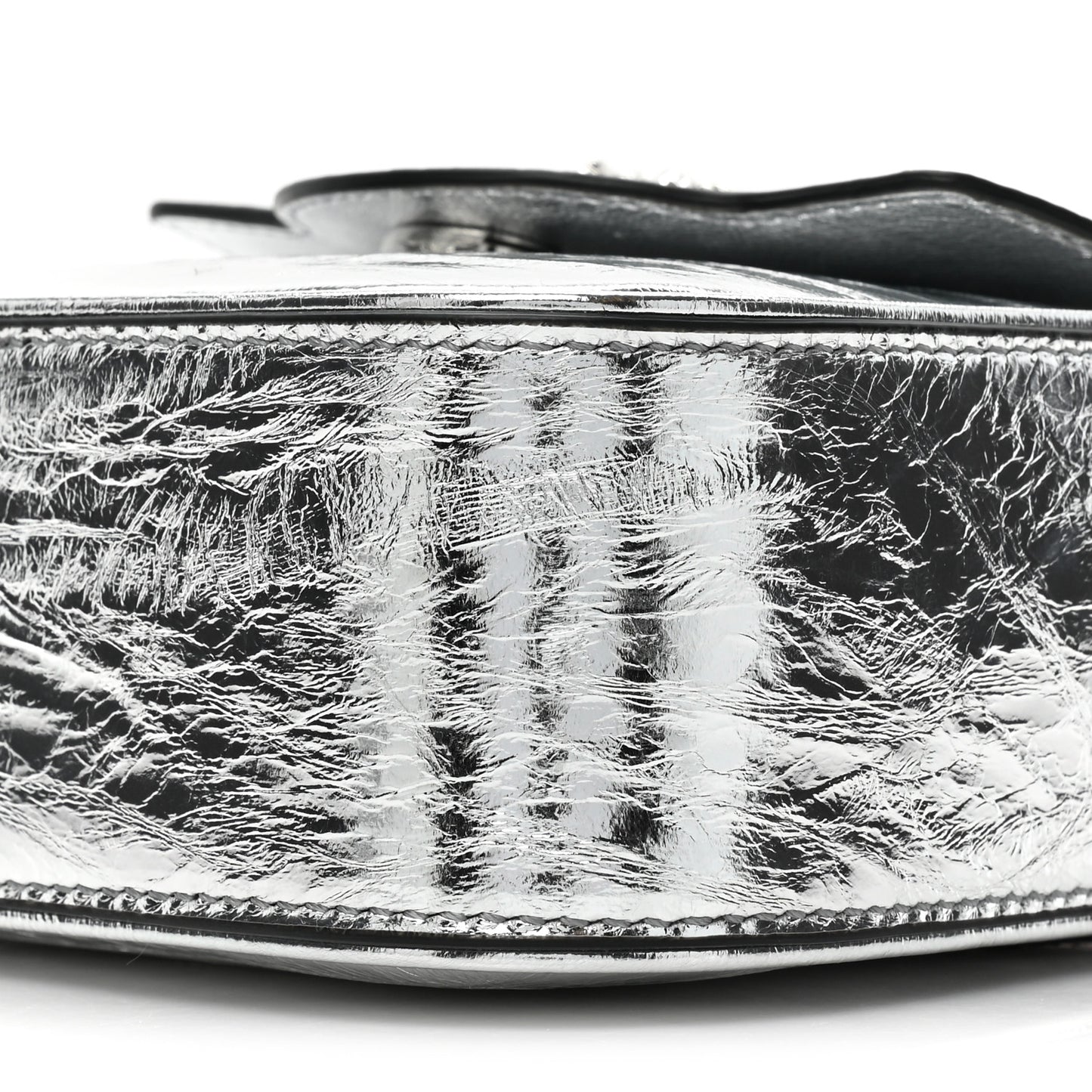 Metallic Crackled Lambskin Mini La Medusa Silver