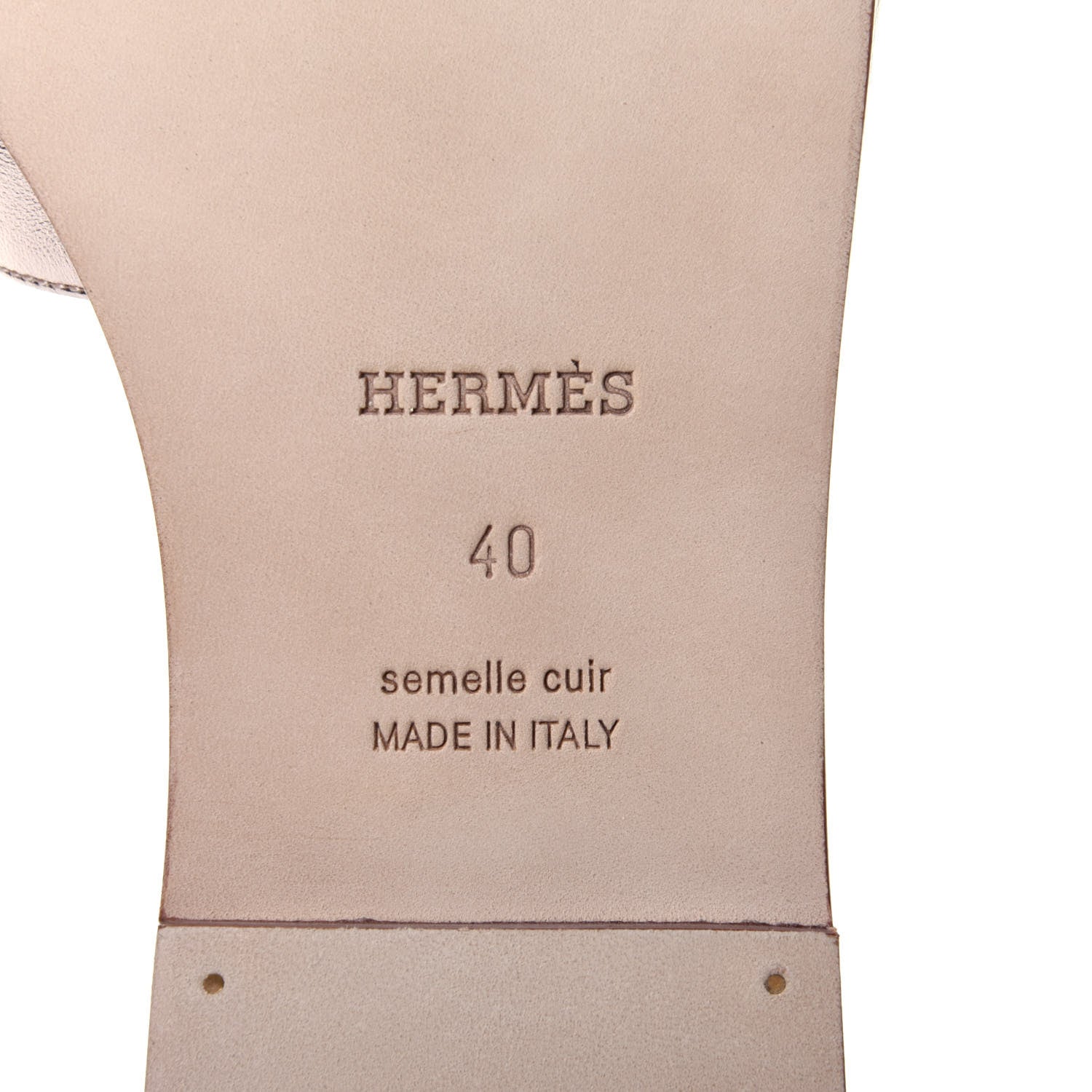 Hermes Metallic Nappa Oran Sandals 40 Rose Dore 8 of 9