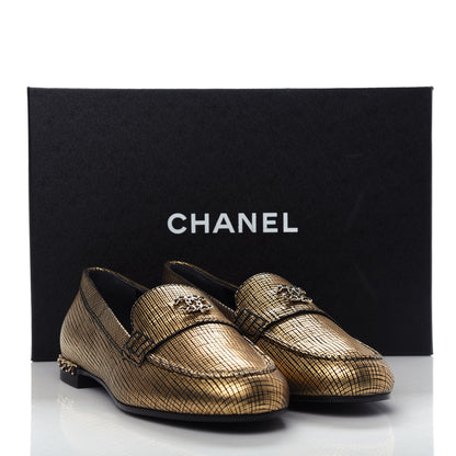 Chanel Fantasy Calfskin CC Chain Mocassin Loafers 37.5 Gold 11 of 11