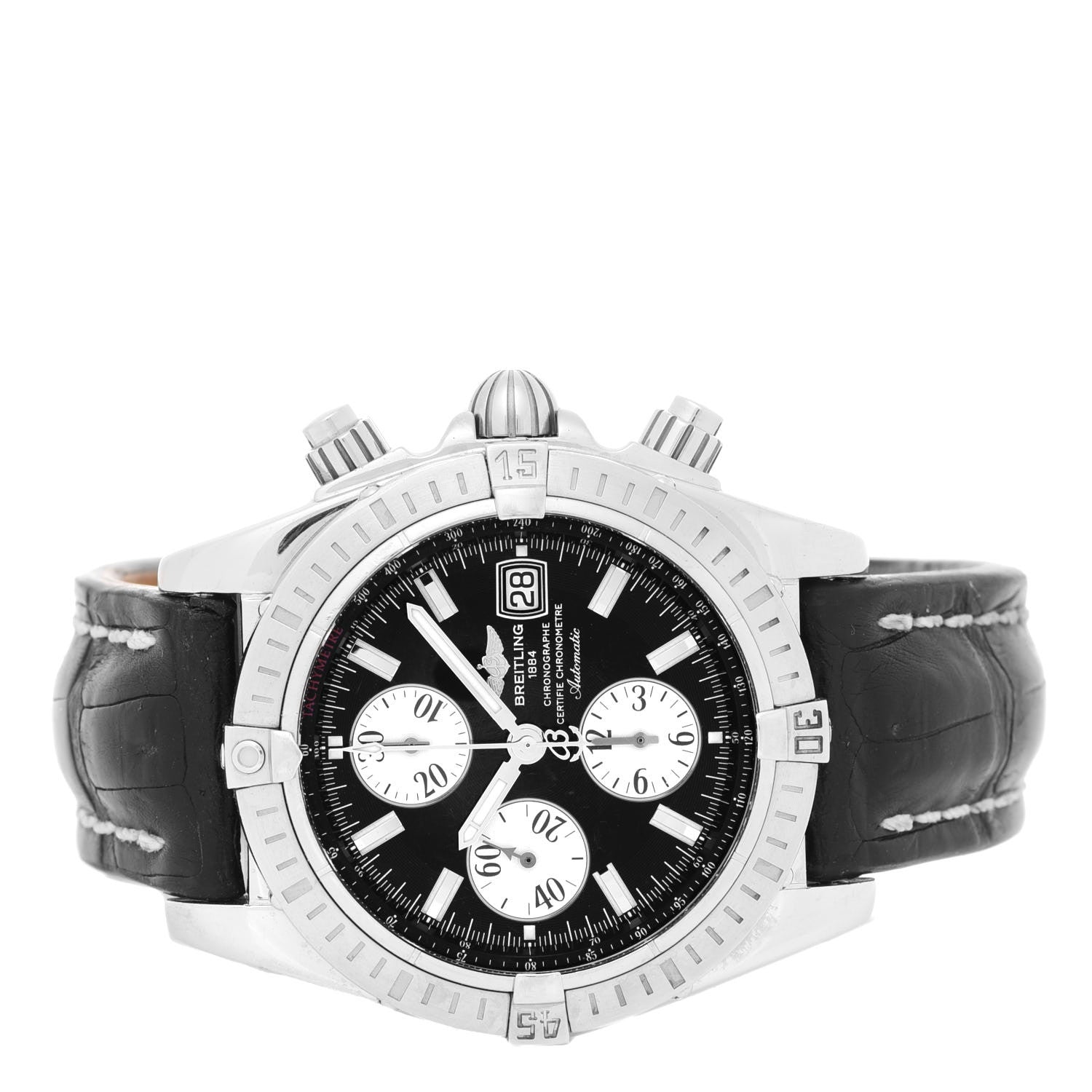 Breitling Stainless Steel Alligator 44mm Chronomat Evolution Automatic Watch Black A13356 2 of 4