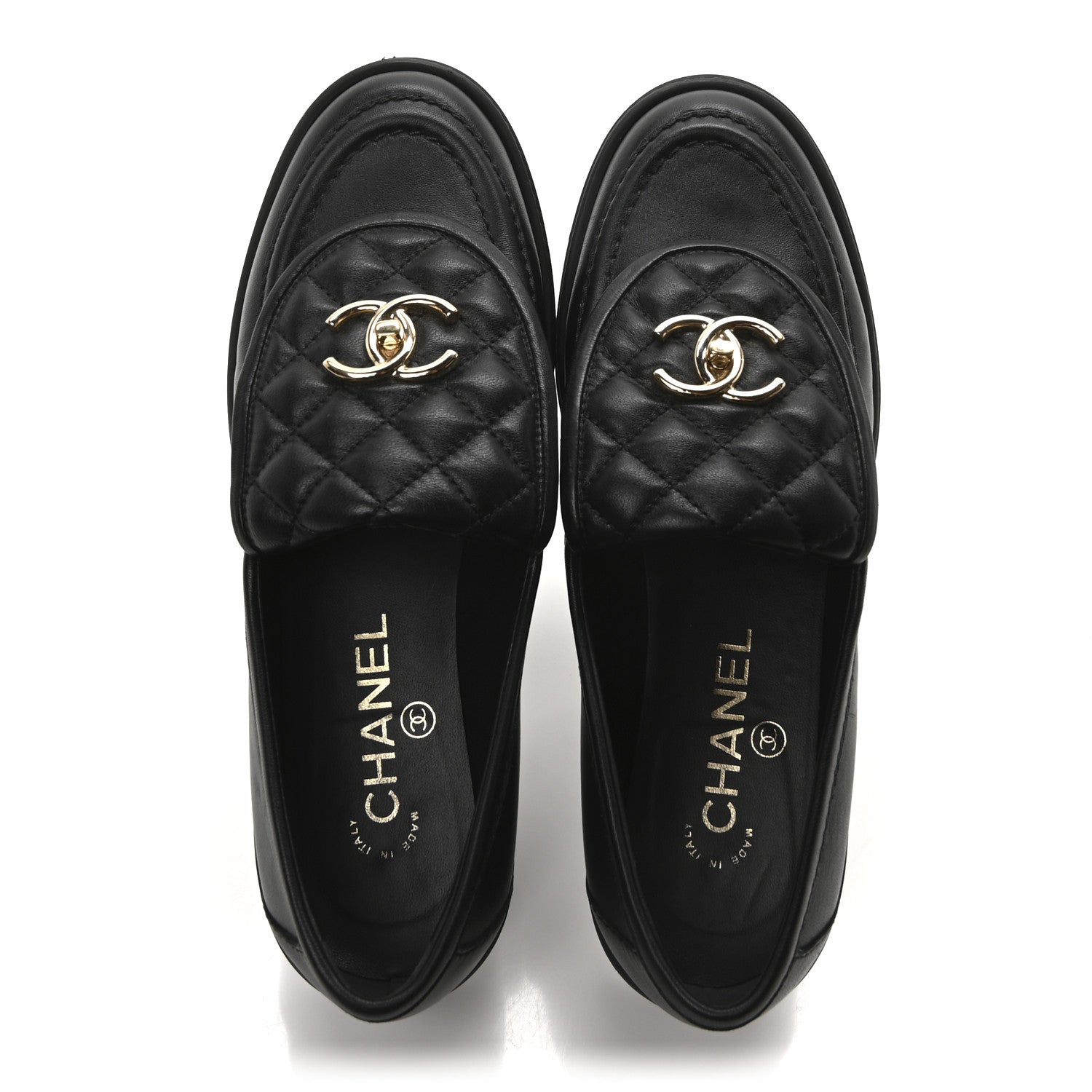 Chanel Lambskin Quilted CC Turnlock Loafers 38 Black 2 of 9